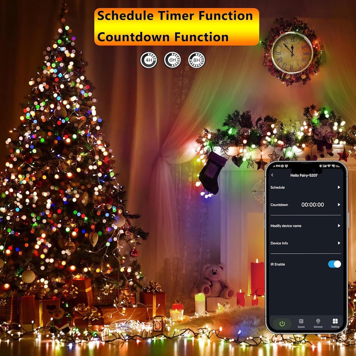 iBaycon Smart Color Changing Christmas Lights, 66FT 200 LED RGB Christmas Tree Lights Remote & App Controlled String Lights for Outdoor Indoor Christmas Decorations