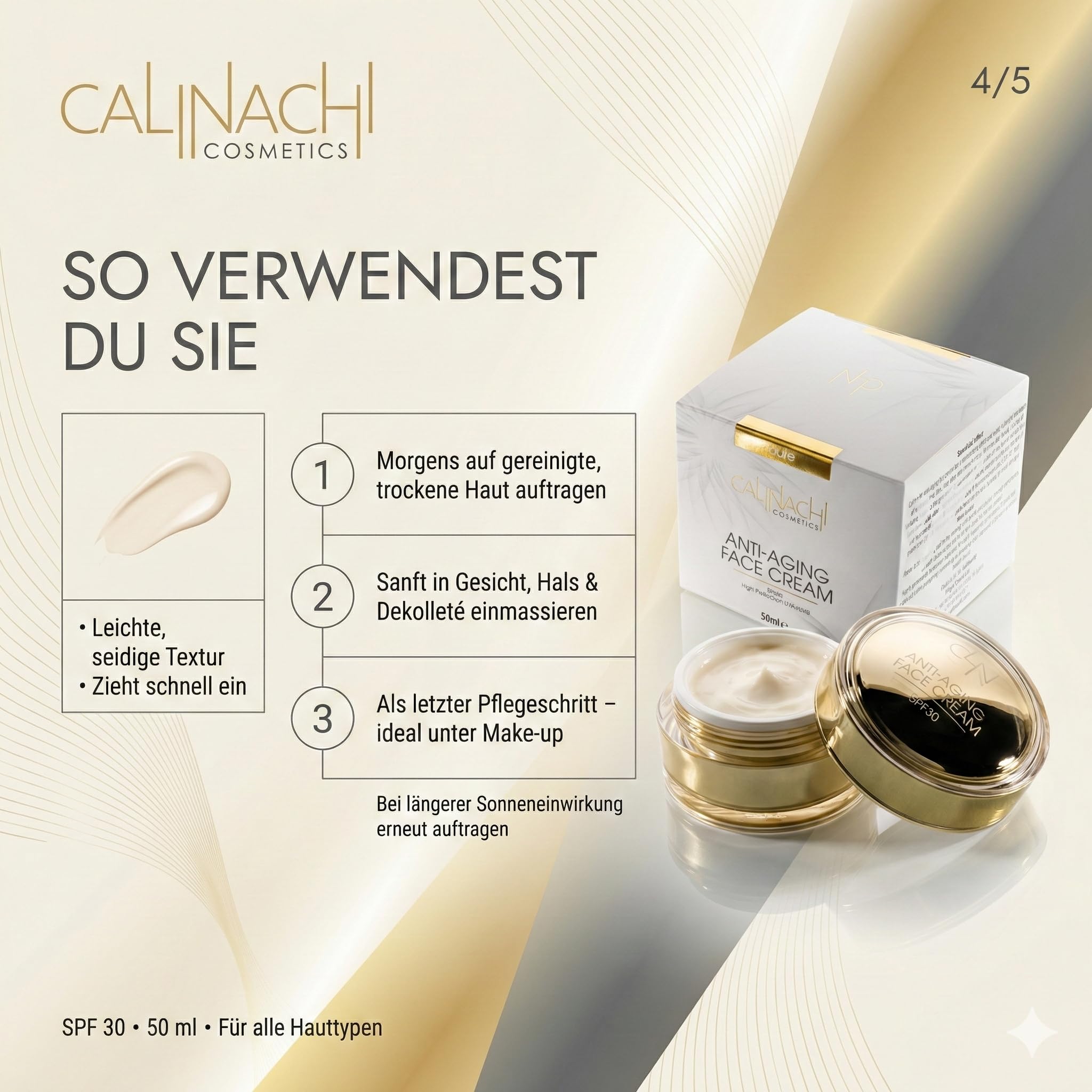 CALINACHI Anti-Aging Tages- & Nachtcreme Set 2x50 ml SPF 30 | Day-and-Night Anti-Aging Duo mit Matrixyl Synthe’6, Q10 und Hyaluron plus UVA/UVB Schutz am Tag