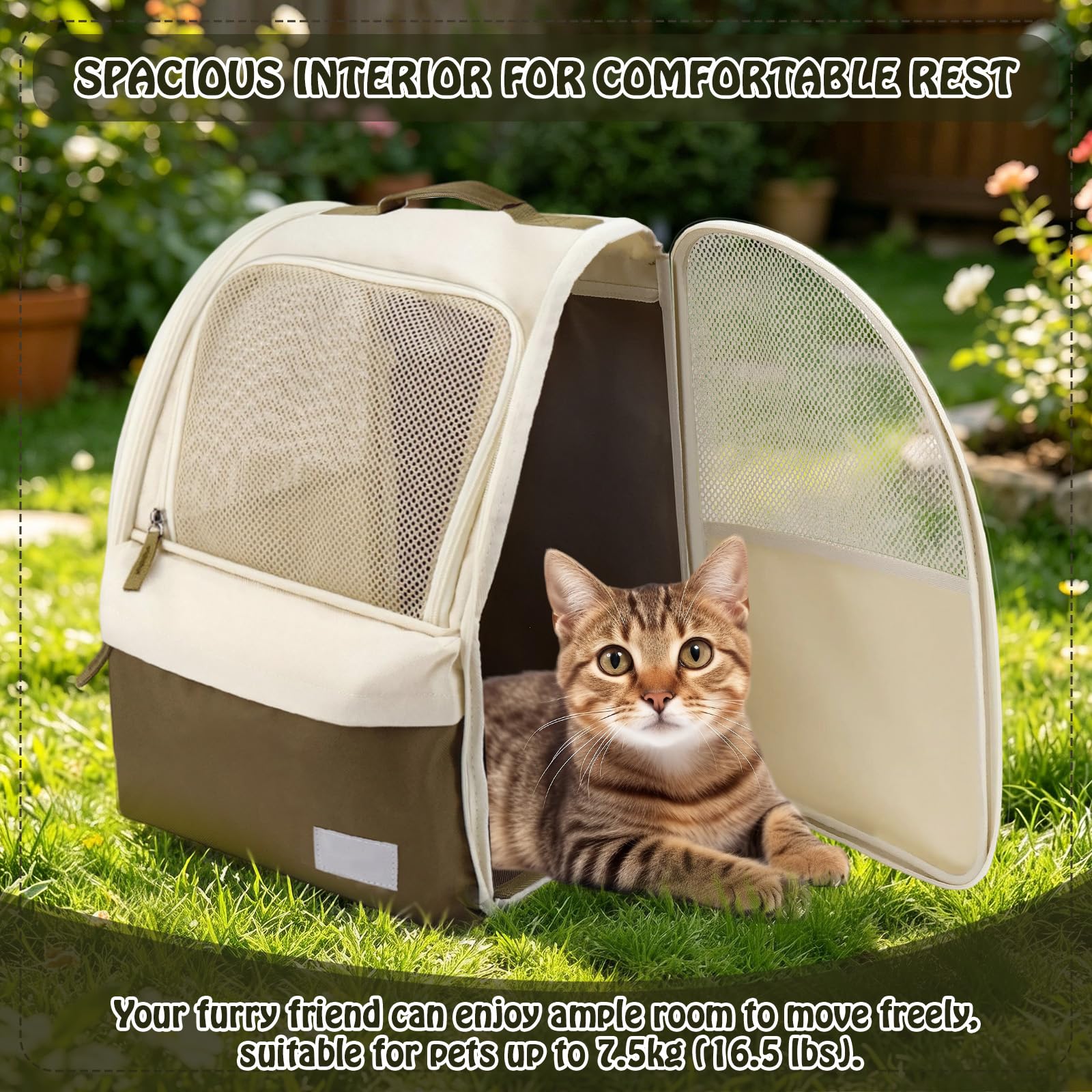 Katzenrucksack Hunderucksack für Katzen und Kleine Hunde 8kg Haustier Rucksack mit Netzfenster Faltbare Katzentasche