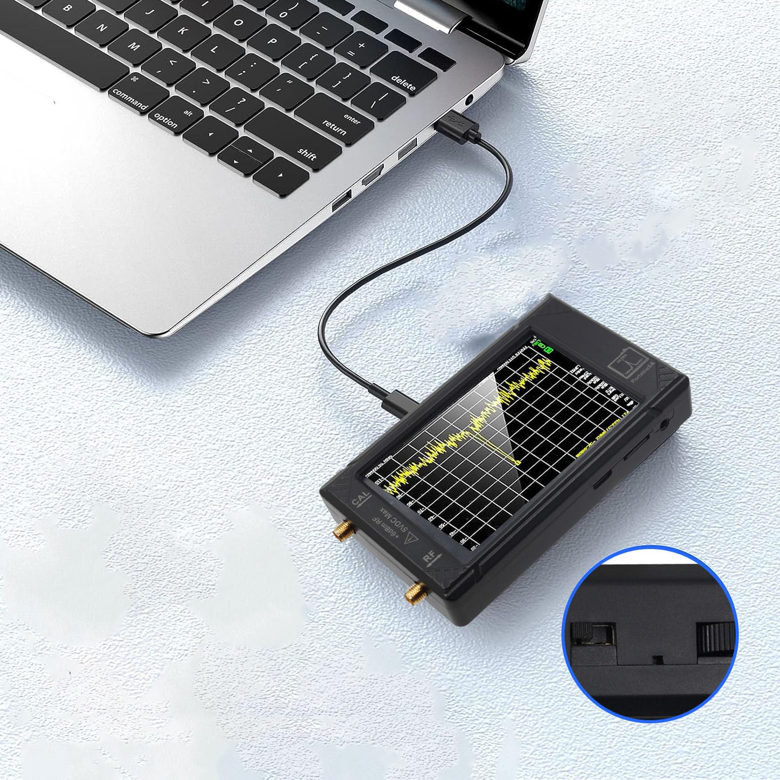 Bewinner Analizador de Espectro Handheld Tiny, 100kHz a 5.3GHz 2 en 1 Analizador de Frecuencia y Generador de Señal, Pantalla Táctil de 4 Pulgadas con Modo Ultra, Batería de 3000 MAh,