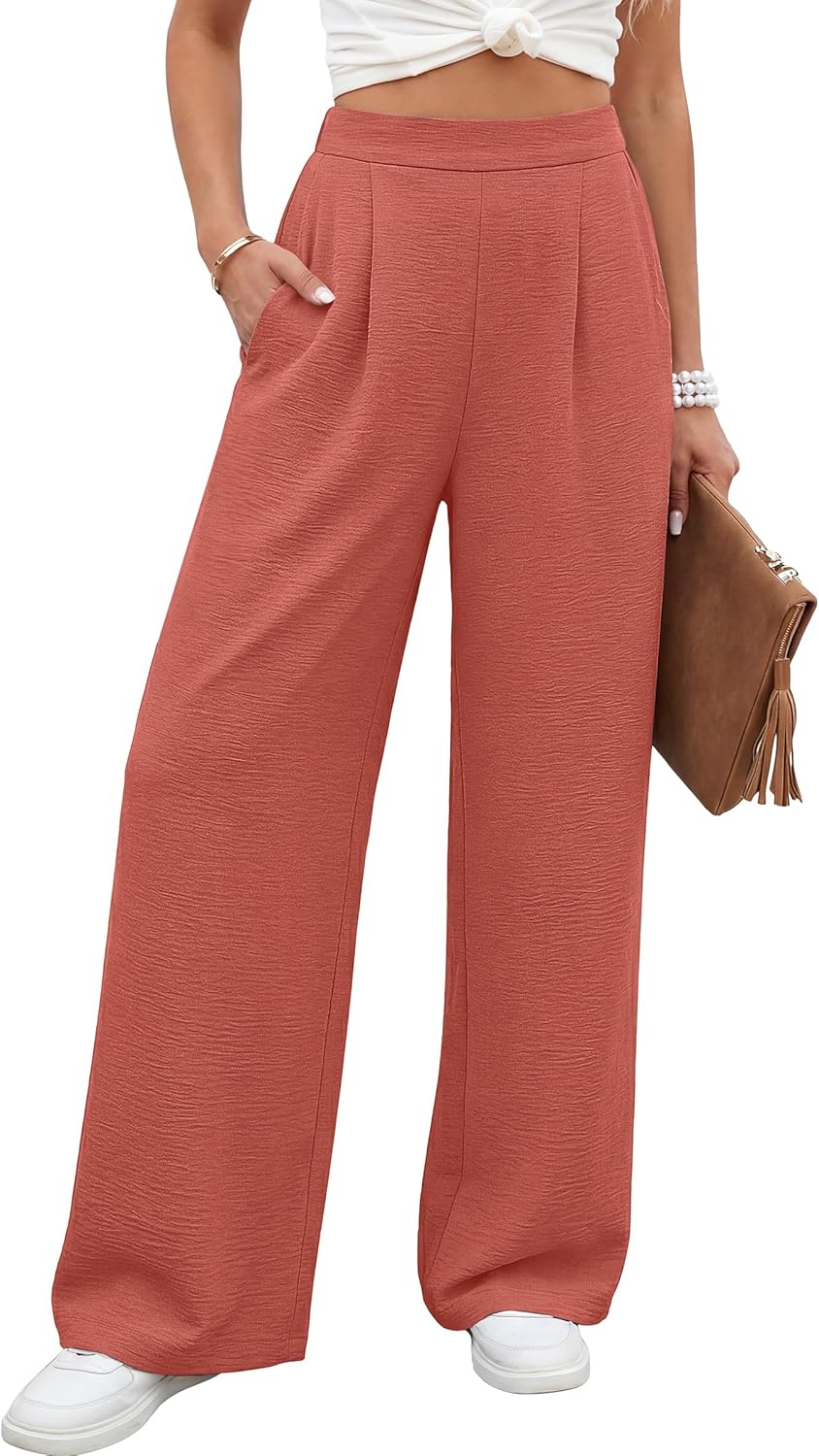 Caracilia Women Wide Leg Pants 2026 Summer High Waisted Business Casual Work Dress Pants Palazzo Slacks Trousers Outfits