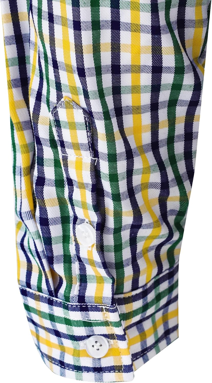 Mens Gingham Button Down Shirt Long Sleeve Dress Shirts Business Casual Shirts with Pockets - Image 5