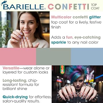 BARIELLE Confetti Top Coat .47 oz. - Multicolor Confetti Glitter Top Coat