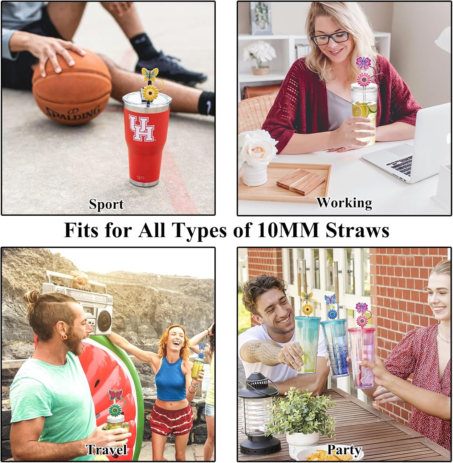 8mm Butterfly Straw Cover - Cute Flower Design Straw Toppers for Simple Modern and Hydro Flask Tumblers Accessories - Image 9