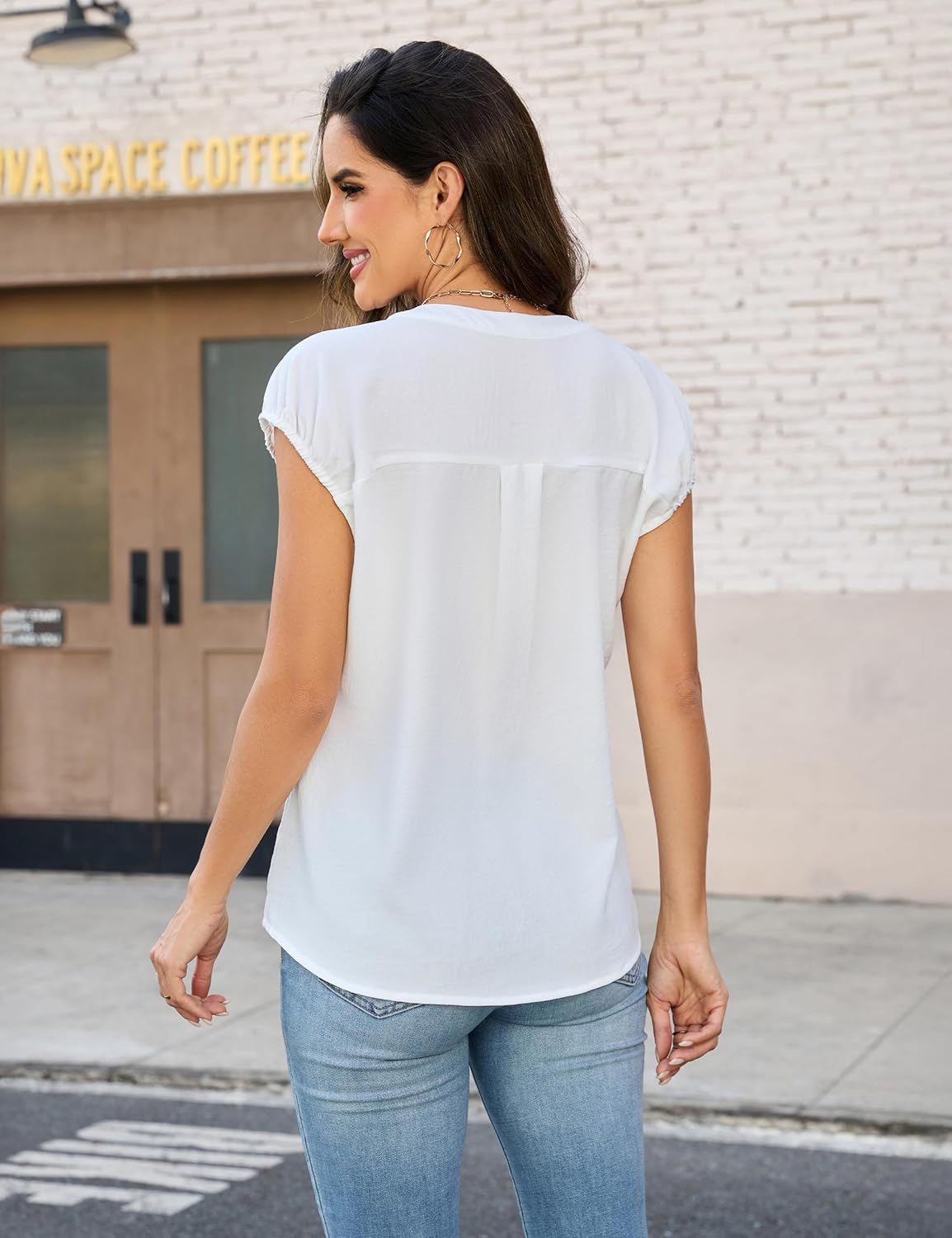 Blooming Jelly Womens Dressy Casual Blouses Work Short Sleeve Shirts V Neck Summer Tops Business Casual Outfits - Image 5