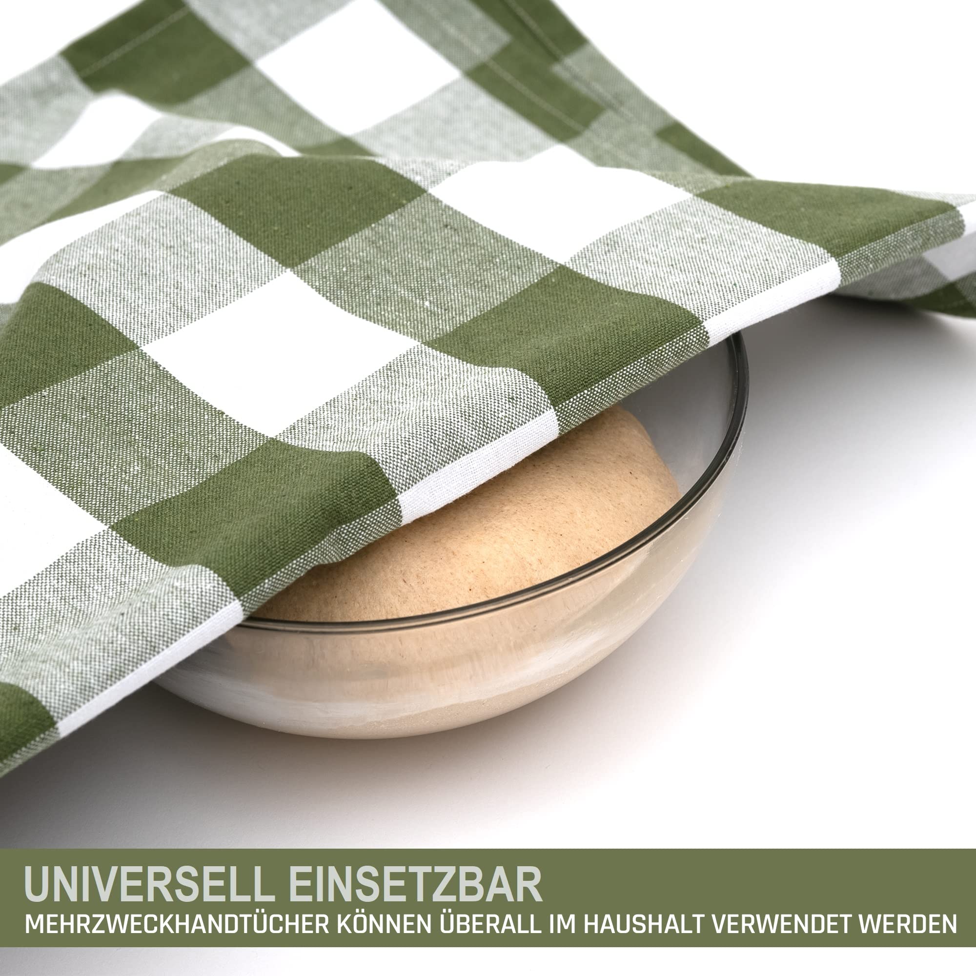 Asquare Zestaw 4 ścierek do naczyń bawełnianych 50 x 70 cm – zielono-białe ręczniki do naczyń w kratkę – ręczniki kuchenne do wycierania – 220 g/m² ręczniki kuchenne