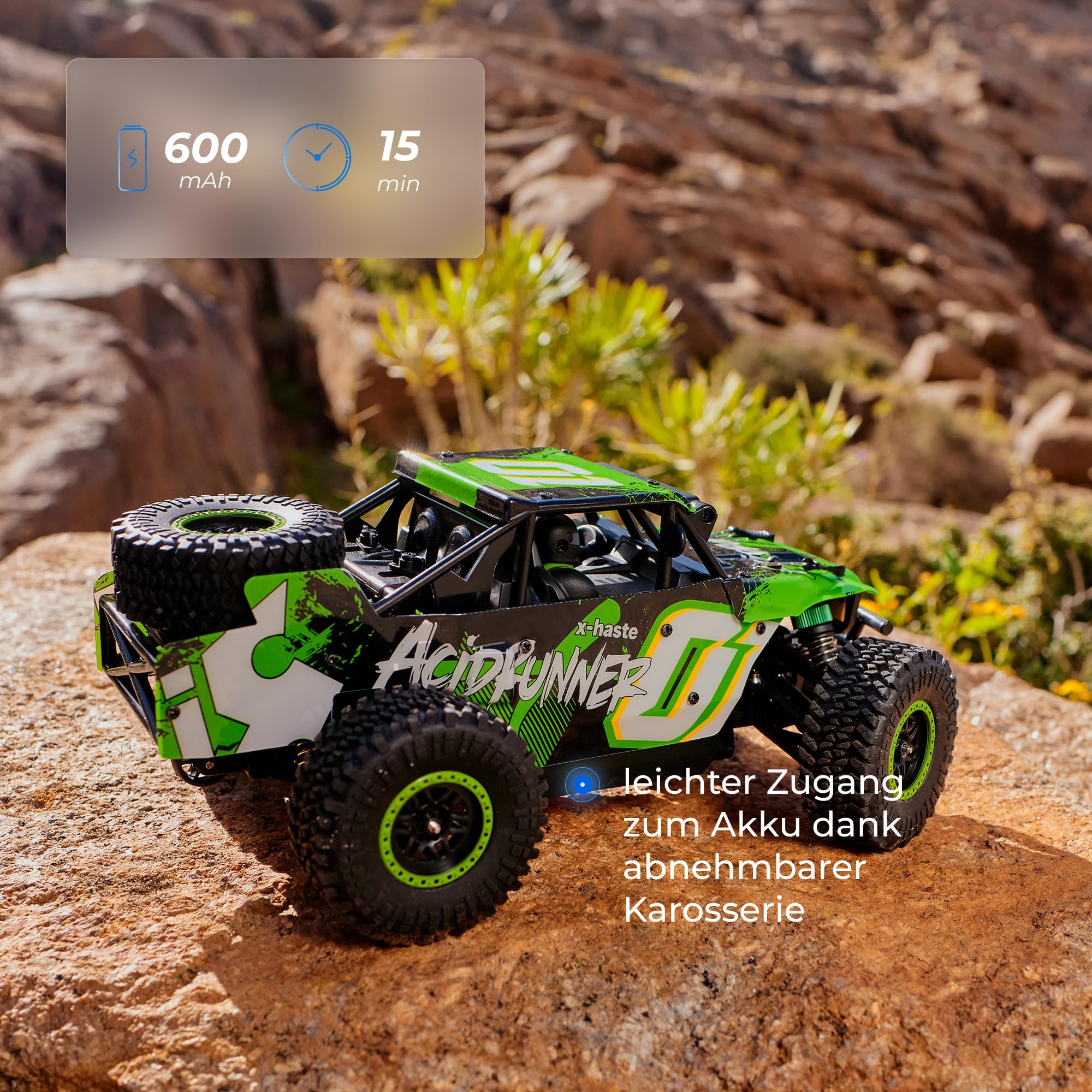 Overmax X-Haste Coche Teledirigido RC 4x4, 30 km/h, Escala 1:20, 14+, LED