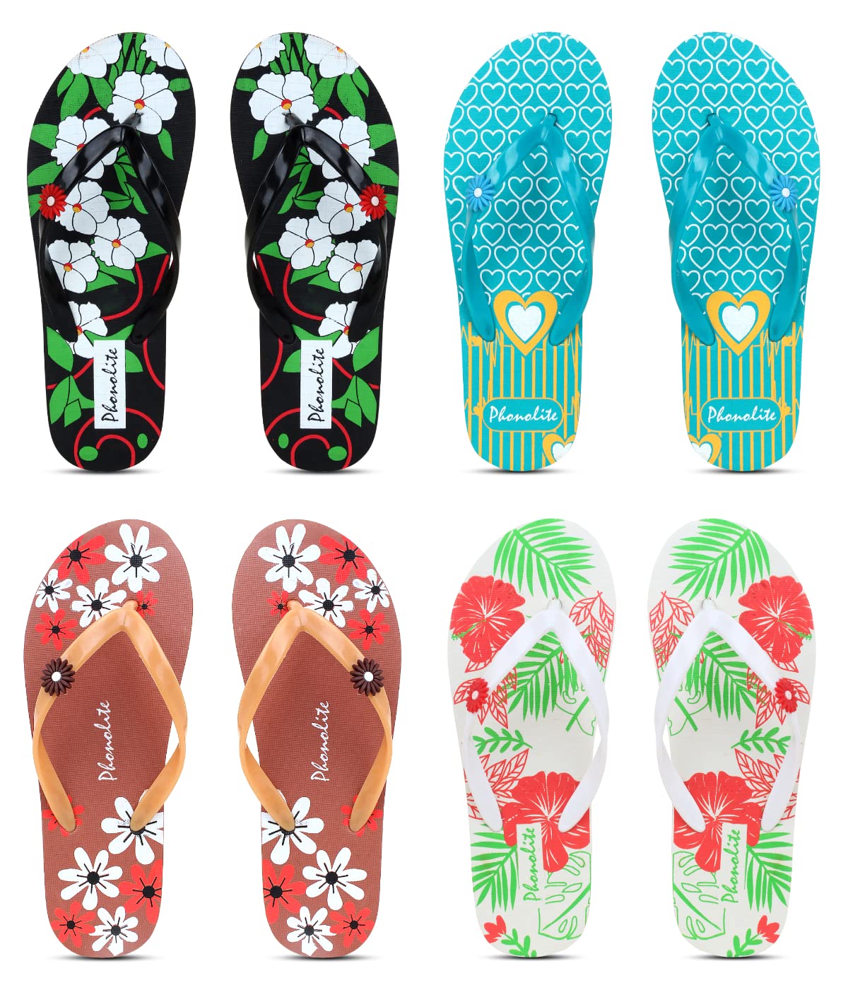 Phonolite Daily use printed casual wear hawaii chappal slipper for women and girls pack of 4 (B0BG97X6VT) Amazon Price History, Amazon Price Tracker