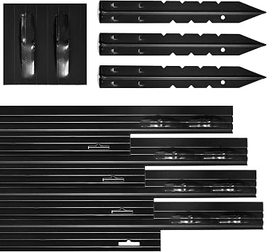 Dreamscape PRO Aluminum Landscape Edging - Easy Install Professional Landscaping Border - 10 Strips, 8ft Each 80ft Total - Black Anodized - Metal Divider for Lawn, Garden, Flowerbed