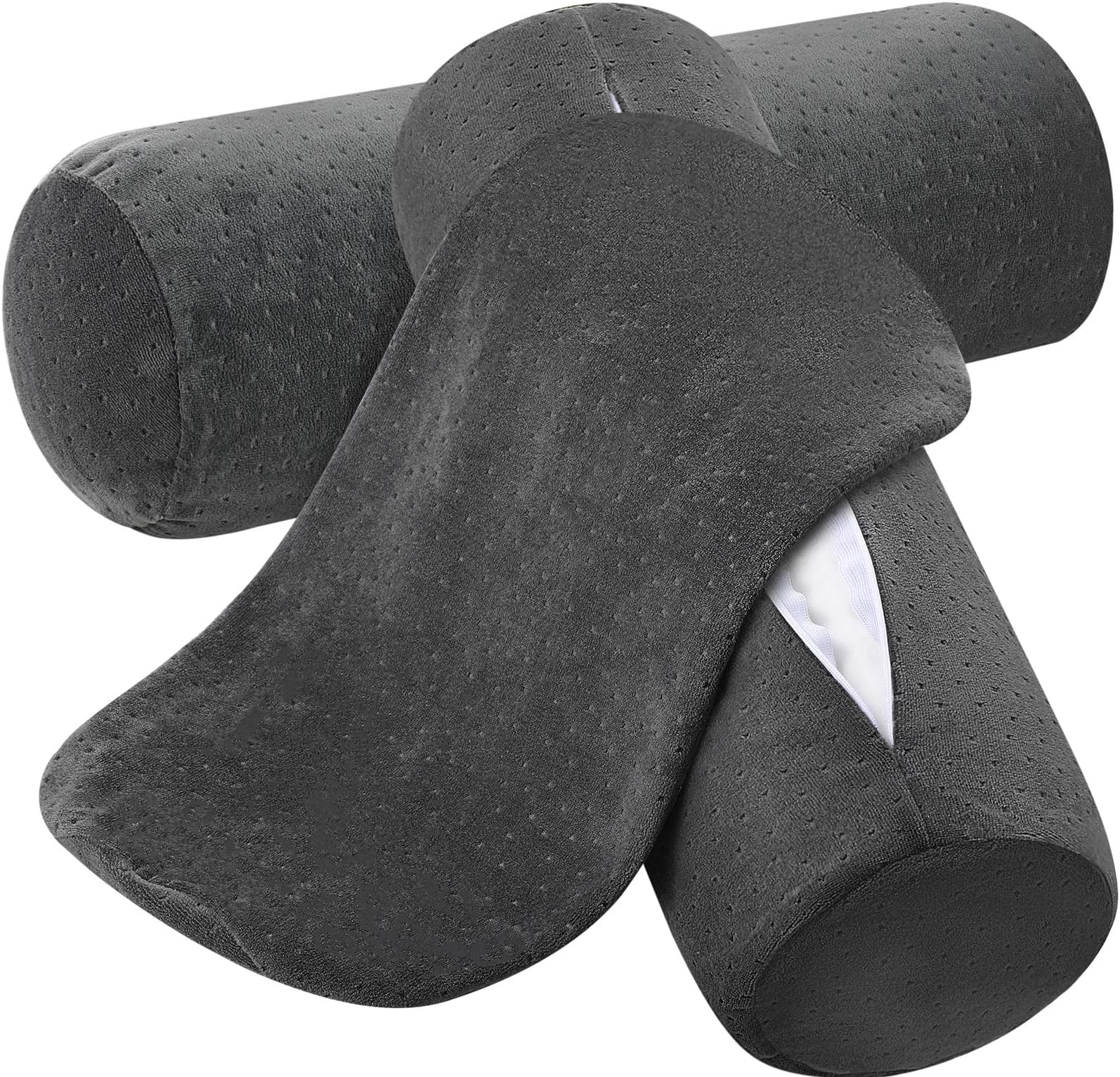 Remerry 2 Pcs 18 x 6 Inches Velvet Neck Roll Pillow Cover with Zipper, Soft Bolster Pillowcases for Cylindrical Pillow (Cover Only, Bolster Not Included)