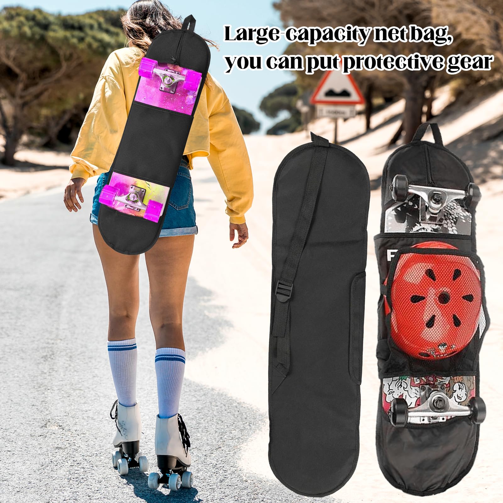 Longboard Housse, Skateboard Bag, Sac de Transport Longboard, roulettes Skateboard Sac, Longboard Housse, Convient pour Planches à roulettes sous 31,4 Pouces