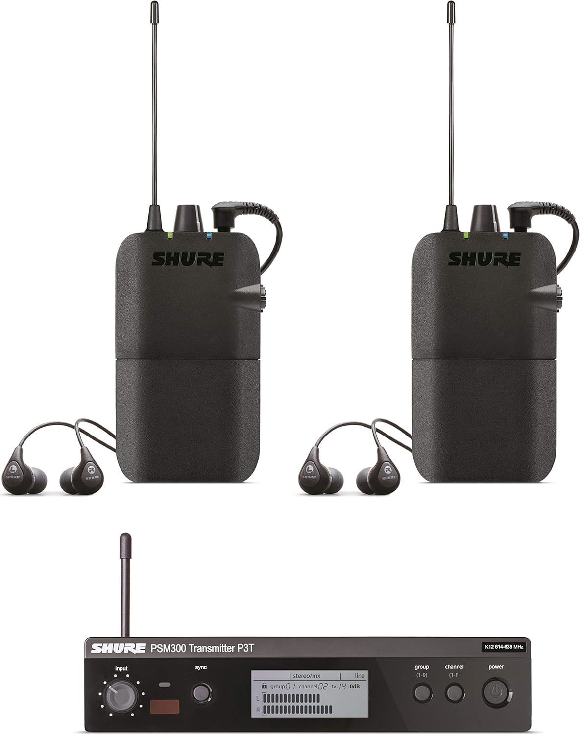 Shure PSM300 P3TR112TW Wireless in-Ear Personal Monitoring System with SE112 Earphones, Twinpack - G20 Band : Musical Instruments