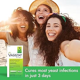 Vagisil Vagistat 3 Day Yeast Infection Treatment for Women, Relieves External Itching and Irritation - 2% External Miconazole Nitrate Cream, 3 Disposable Suppositories & Applicators (Pack of 3)