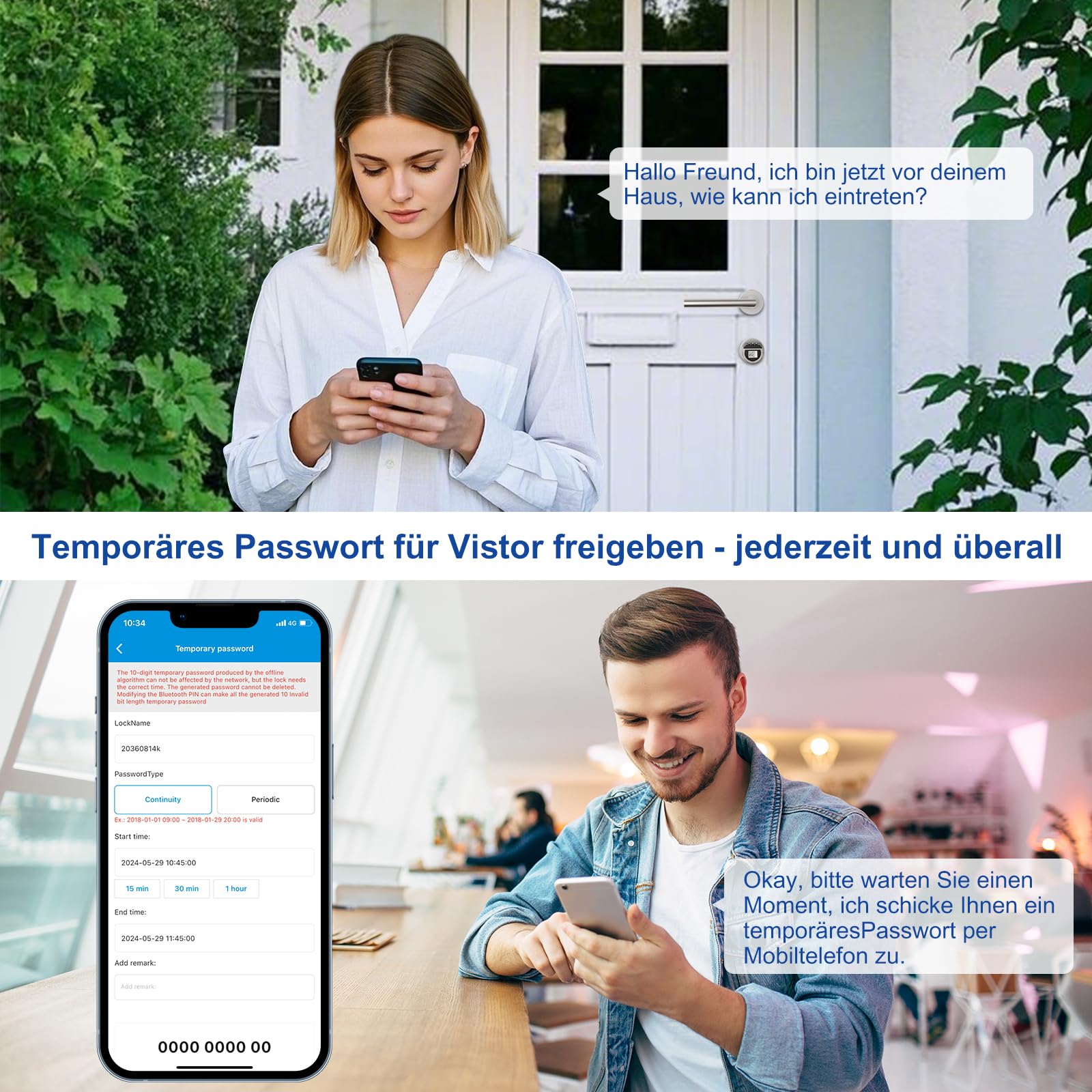 WELOCK PCB41 Elektronisches Türschloss,Smartes Türschloss | mit Passwort,RFID-Karte,APP,WiFi,Elektronisches Türschloss haustür IP65,Einstellbarer Schließzylinder für Türen von 50-100mm,