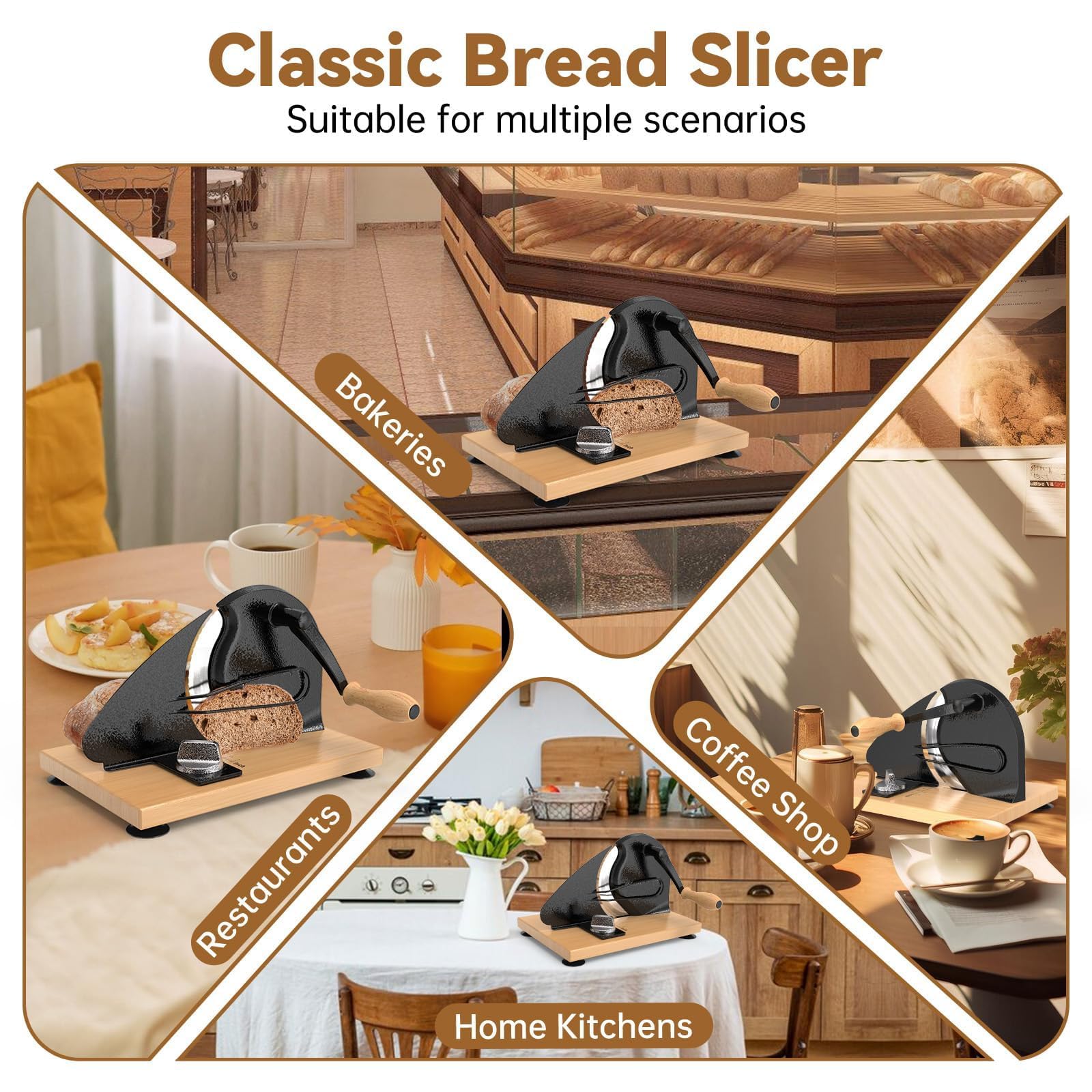 Cortador de pan, cortador manual de ancho ajustable para masa madre casera, sándwiches y tostadas, herramienta de cocina versátil para rebanadas perfectas