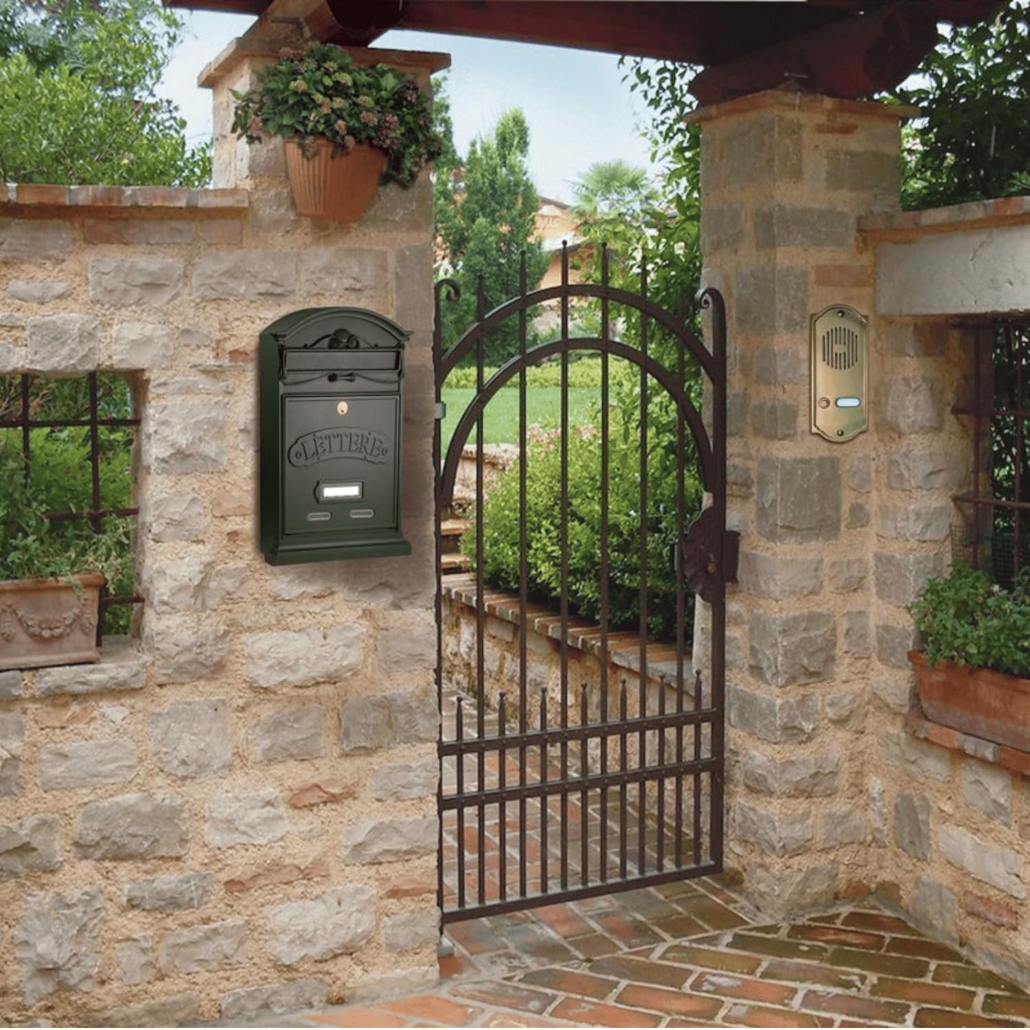 ALUBOX Cassetta Postale Da Esterno 42X27X8,5 Cm Cassetta Posta In Acciaio Zincato Resistente alle Intemperie e Durevole Nel Tempo Cassette Postali Per Esterno Serratura Antiscasso (GHISA)