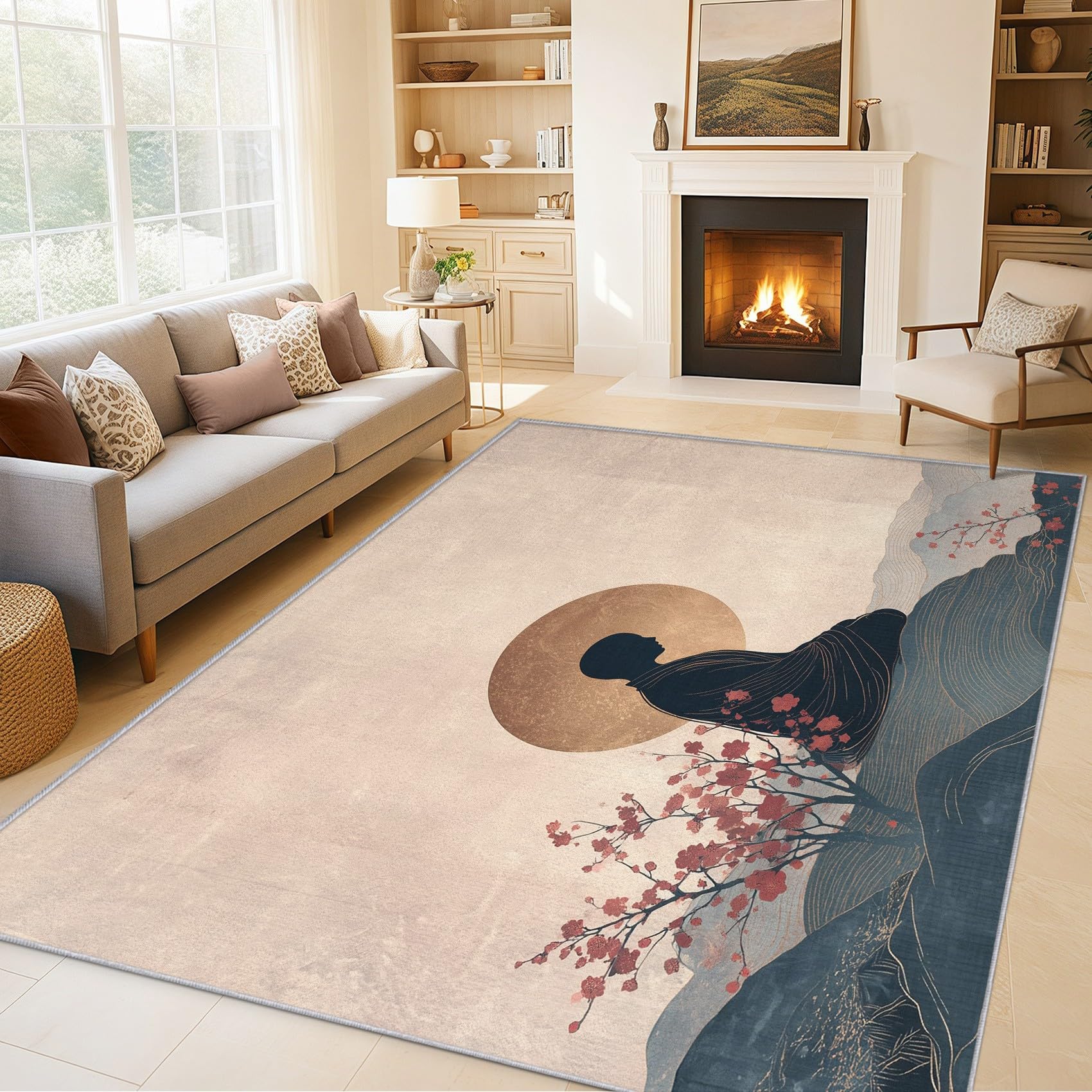Générique Tapis Zen Bouddha 140x200, Lavable Poils Ras