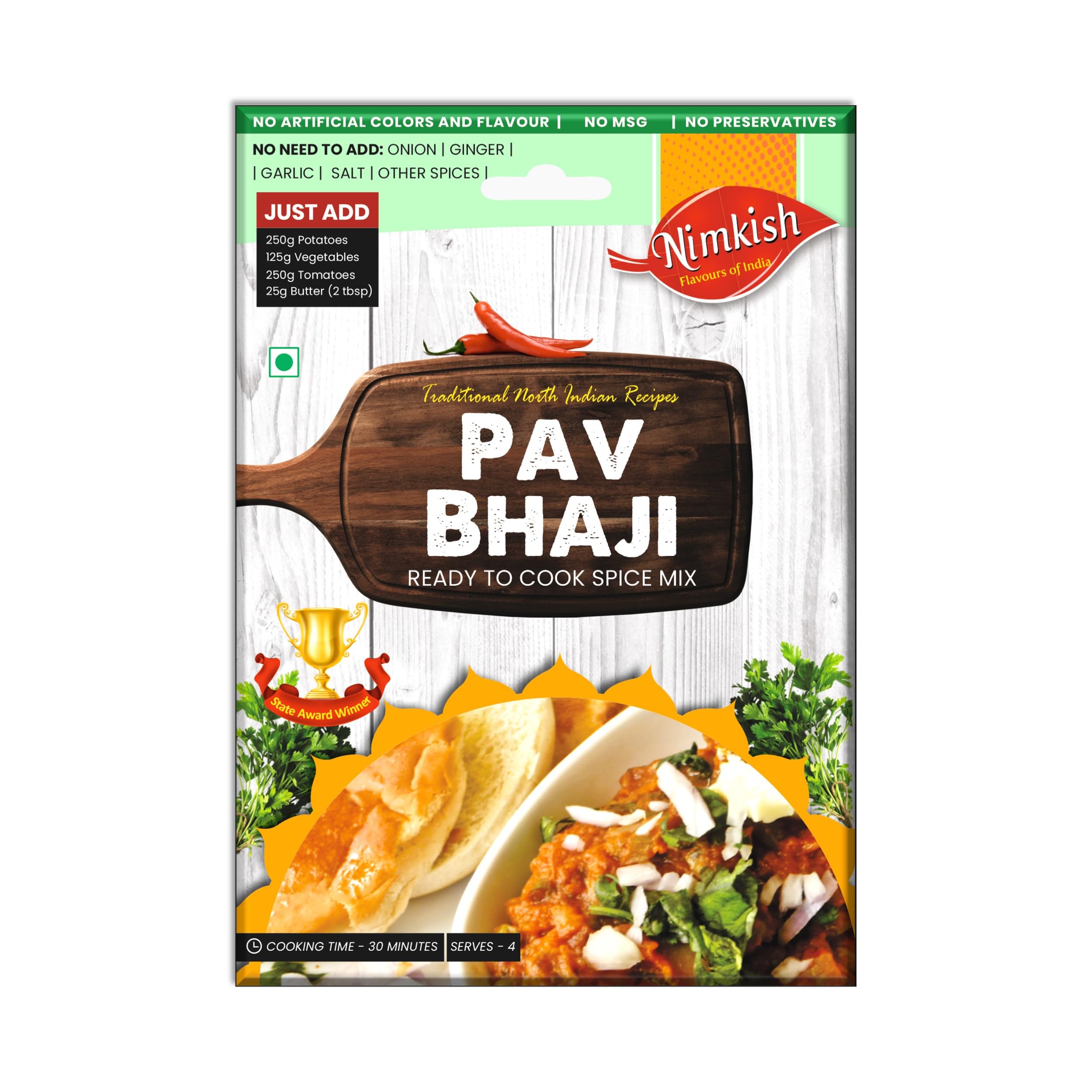 Nimkish Pav Bhaji Masala 60g (Pack of 2, 30g each), Ready to Cook Spice Mix, Instant Premix (B0BNXJHD1L) Amazon Price History, Amazon Price Tracker