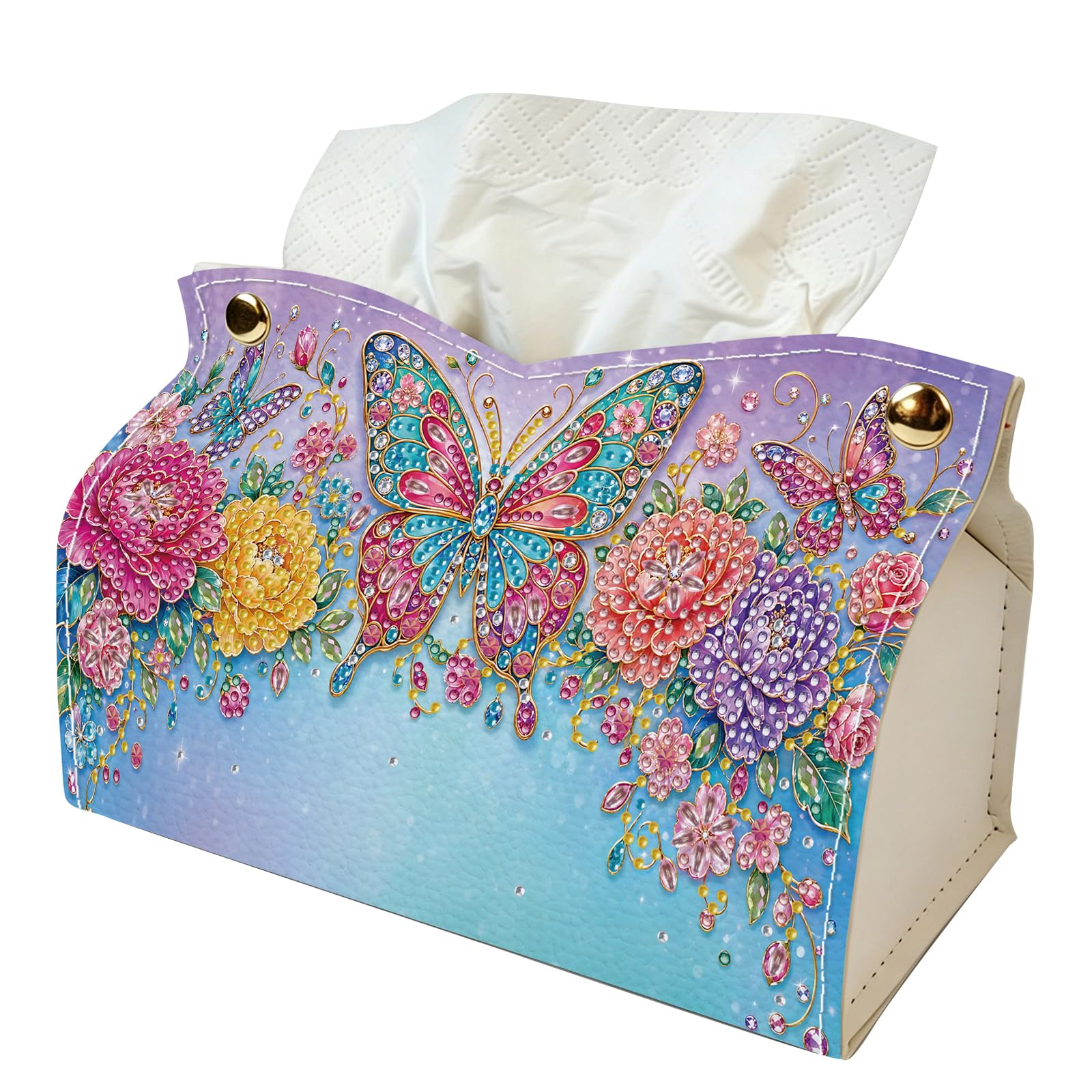 Ecogleam Purple Rainbow Butterfly 24Cm Diy Diamond Painting Tissue Box