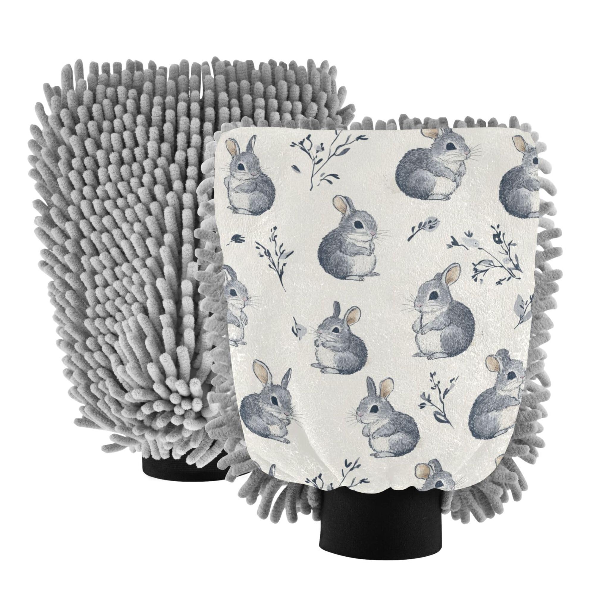 Cute Macropodidae Neutral Car Wash Mitts Microfiber 2 Pack Washing Mitt for Autos Scratch Free Detailing Gloves for Auto Cleaning