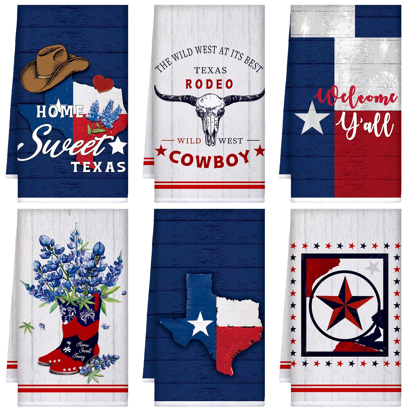 TecUnite Texas Patriotic Kitchen Towels