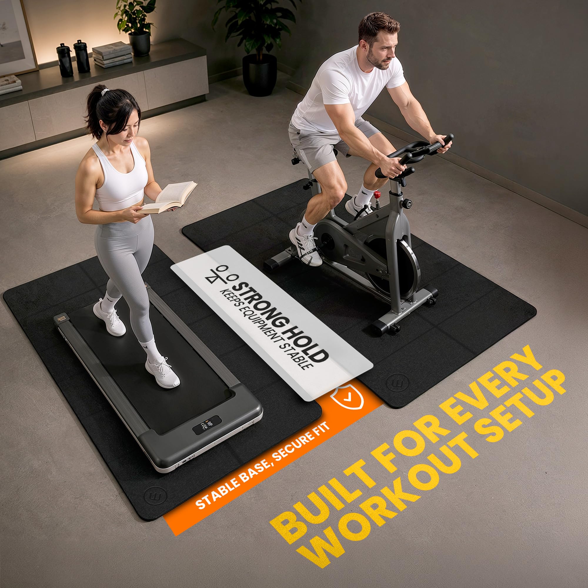 bemaxx Tapis de Protection de Sol Fitness PVC - pour Appareils de Fitness Équipements Sportifs Tapis de Course Vélo d’Intérieur Antidérapant, pour Home Gym Sport Workout, Pliable Noir 140x70cm