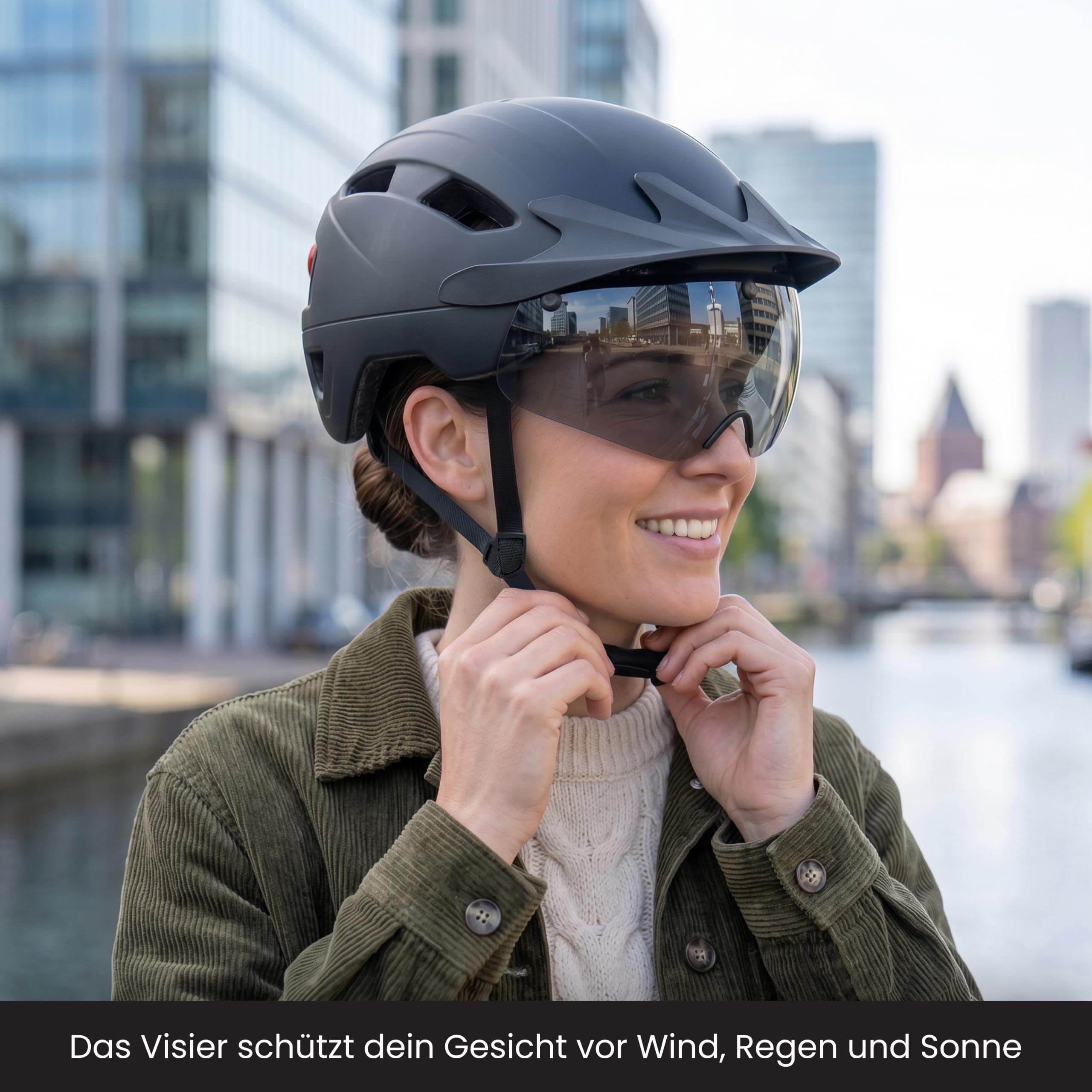 R2B Speed Pedelec Helm mit LED Beleuchtung, Abnehmbares Visier, NTA Certified, Fahrradhelm Damen & Herren, leichter Schnorchelhelm, s Pedelec Helm
