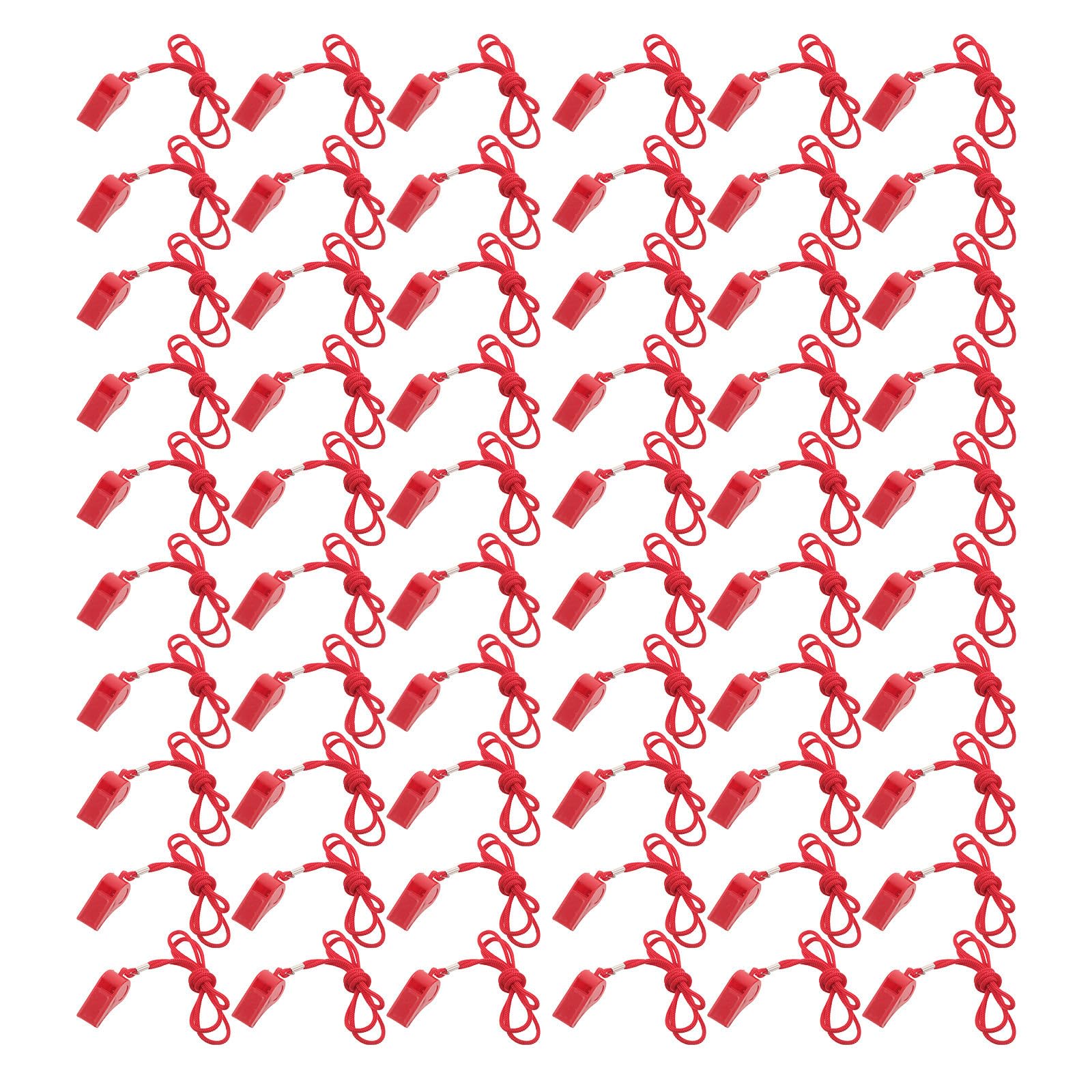 50 Unidades Silbato Profesional de Supervivencia Rojo con Cuerda y Llavero, sin Mantenimiento y Sonido Fuerte para Emergencia y Senderismo