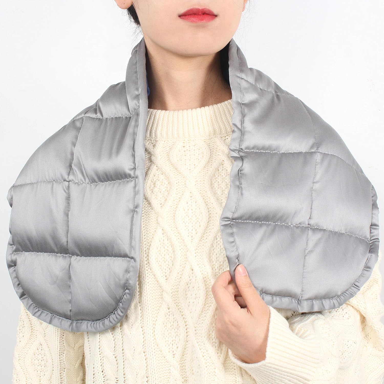 Sleepymoon Weighted Shoulder Neck Wrap Unscented Heavy Small Pad 3lbs with Glass Beads Double Side Soft Minky and Cool Viscose Made from Bamboo Navy Blue