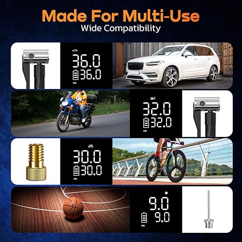 Miniatura 5 de Big Star - Compresor de aire portátil para neumáticos, bomba de aire para neumáticos de automóvil, bomba de neumáticos de 150 PSI y 25000 mAh con