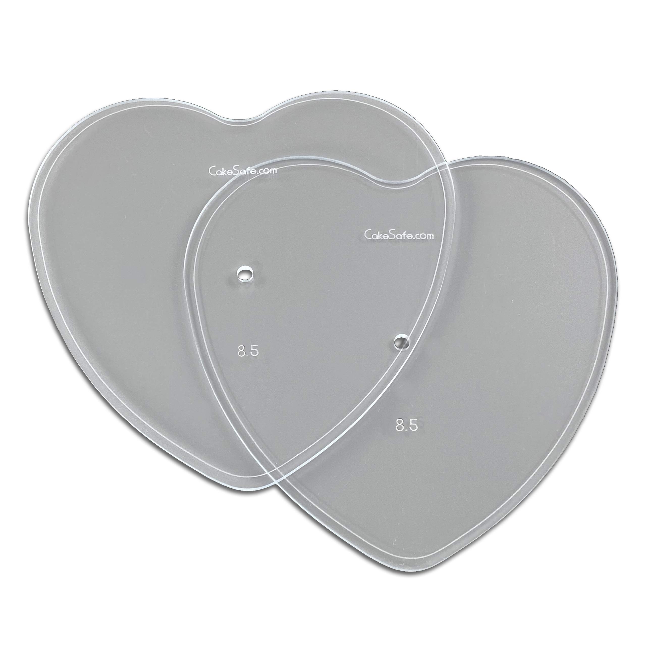 CAKESAFE – Dischi acrilici trasparenti a forma di cuore da 2 a 21,6 cm – Strumento di glassa perfetto per lisciare la crema al burro sulle torte