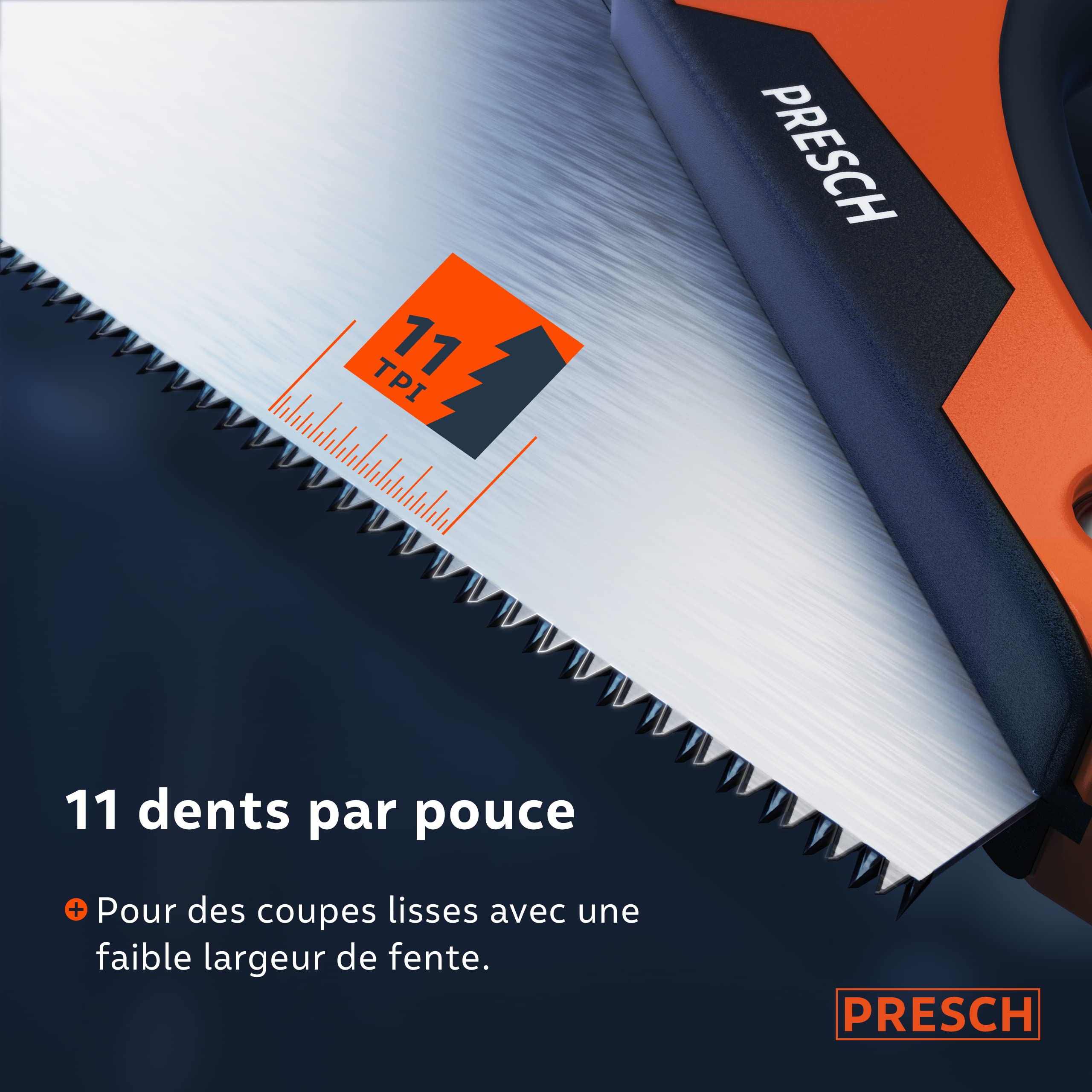 Presch Scie égoïne à main 450 mm - Scie à bois avec traçages à 45° et 90° - Scie à main professionnelle pour couper bois, pvc et sols stratifiés - Hand Saw
