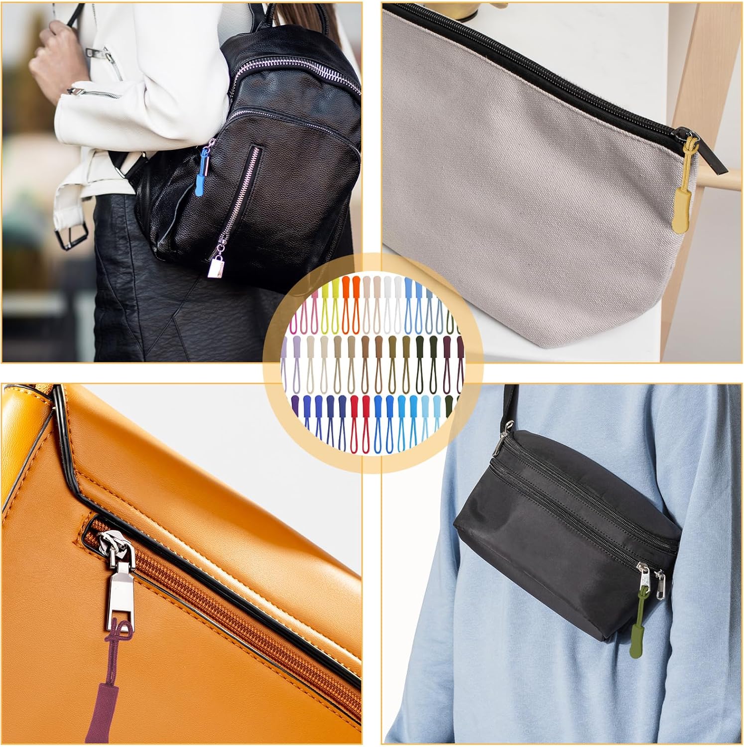 50 PCS Zipper Pulls Zipper Tabs, Colorful Luggage Zippers Pull Replacement, Nylon Cord Zippers Pull Tag Replacement for Clothes, Backpacks, Handbag, Travel Case - Image 6