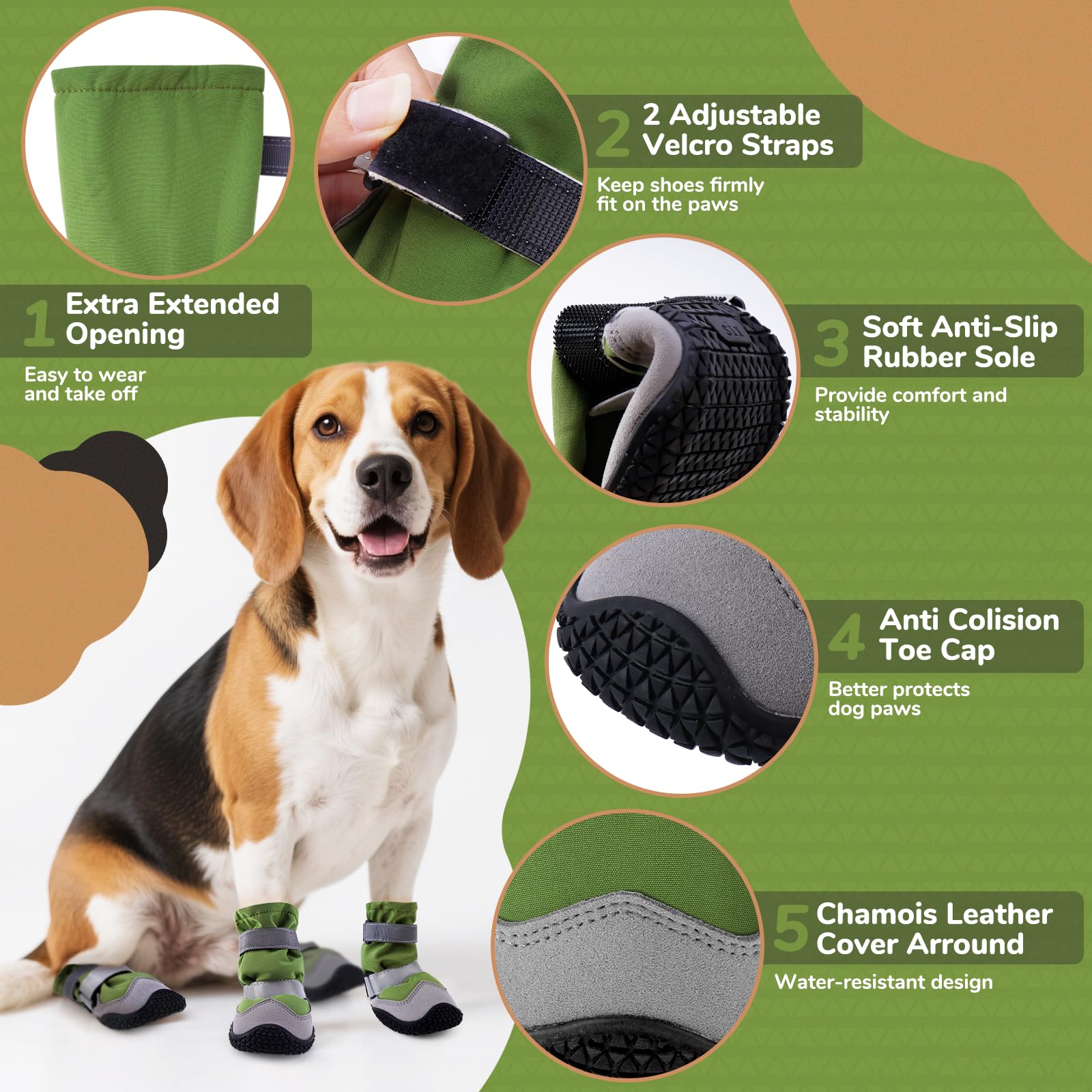 Bottes de neige d'hiver pour chien avec doublure en polaire - Chaussures pour chiens de taille moyenne et grande - Imperméables - Protections de pattes - Antidérapantes et réfléchissantes - Pour la
