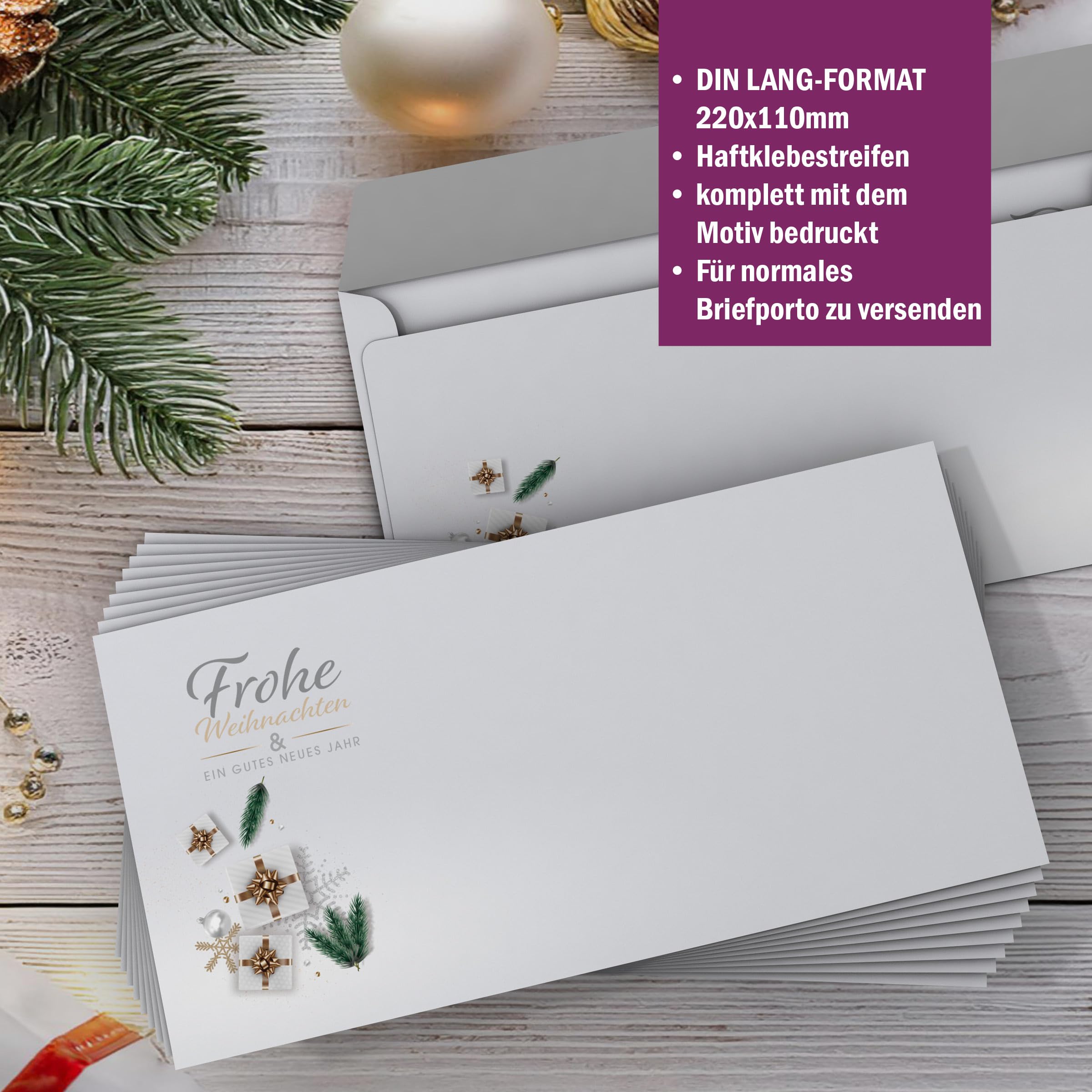 Weihnachtsbriefpapier | Edle Weihnachtsgeschenke | Briefpapier | Kuverts | Weihnachtspapier | edel | modern (100 Blatt + 100 Kuv.)