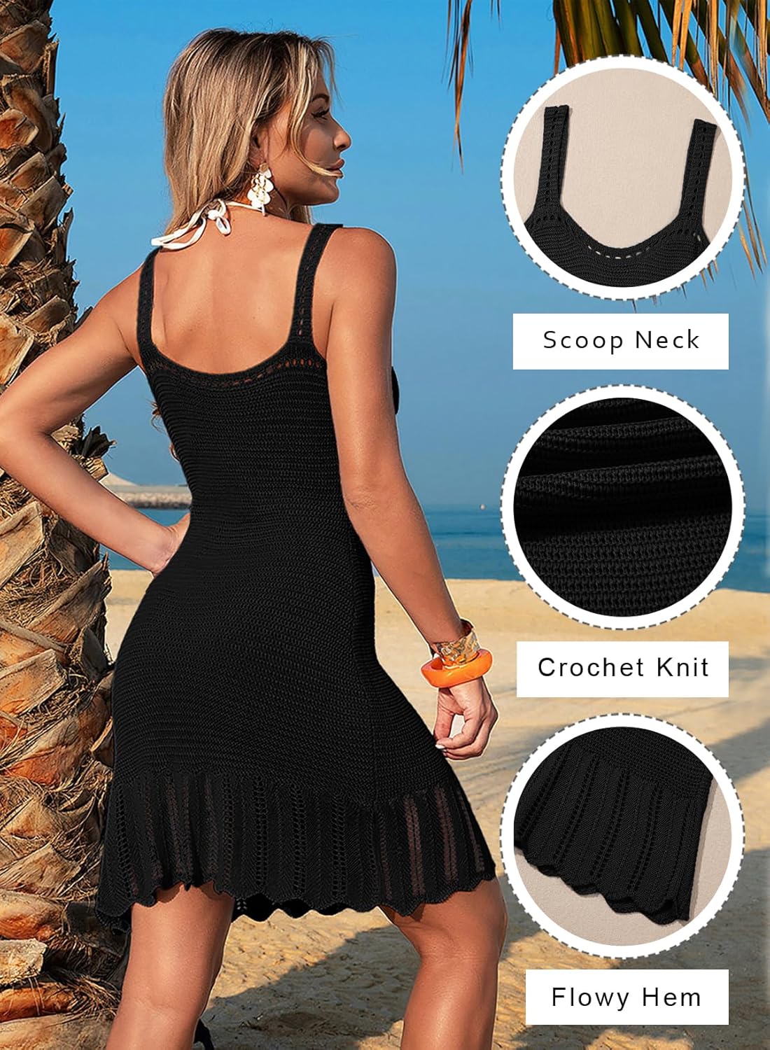 Dokotoo Swimsuit Coverup for Women Crochet Flowy Beach Dresses Bathing Suit Cover Up Cruise Outfits Resort Wear - Image 2