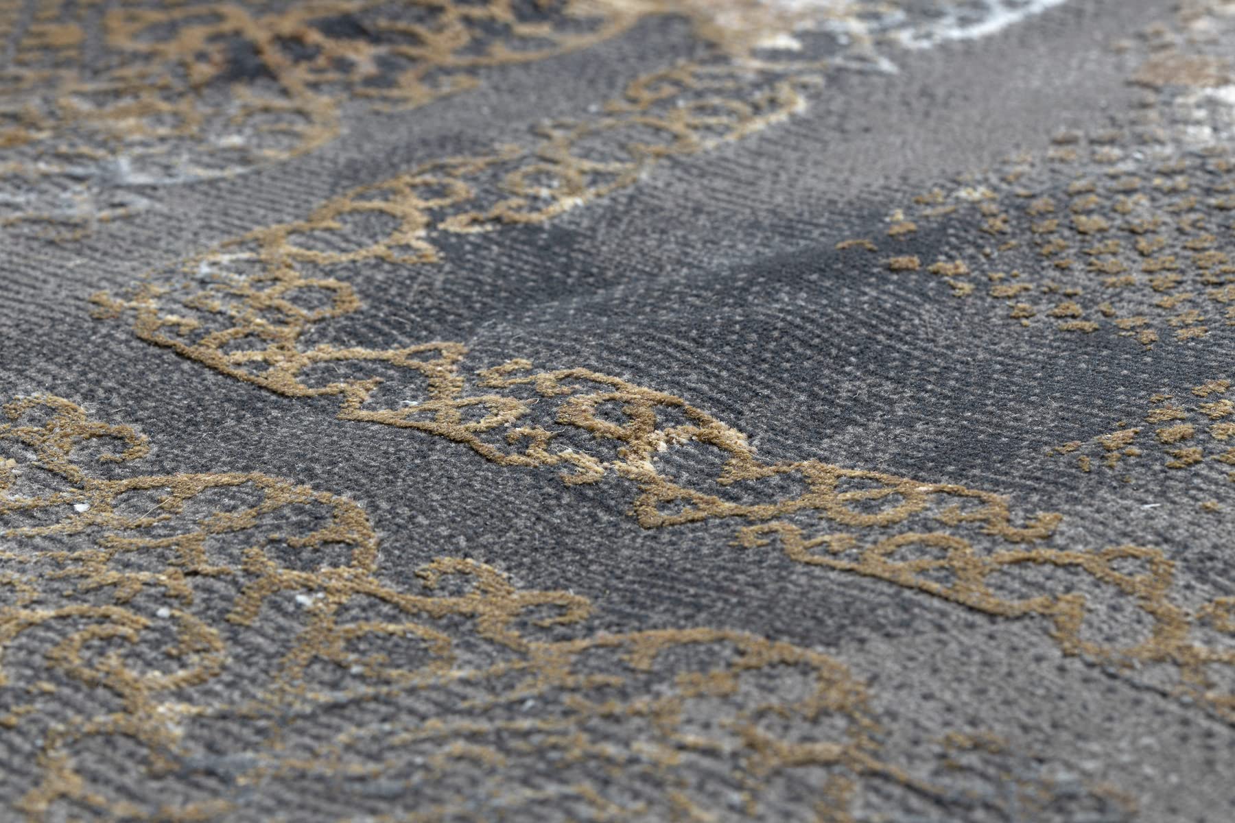 rugsx Tapis Moderne Luce Tapis Chambre, Tapis de Salon, Tapis Artistique, Chambre Ado, Cadre Vintage - Tapis structuré Gris/Moutarde 77x150 cm