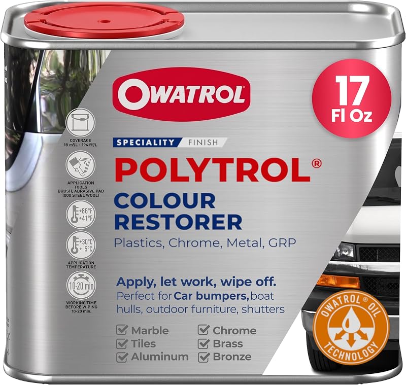 OWATROL Polytrol Plastic Restorer for Cars, Oil, Color Restorer, 17 Oz | Restores Faded Plastics & Surfaces, Car Bumpers, Chrome & Metal, Penetrating Oil for Deep Restoration & Long-Lasting Finish