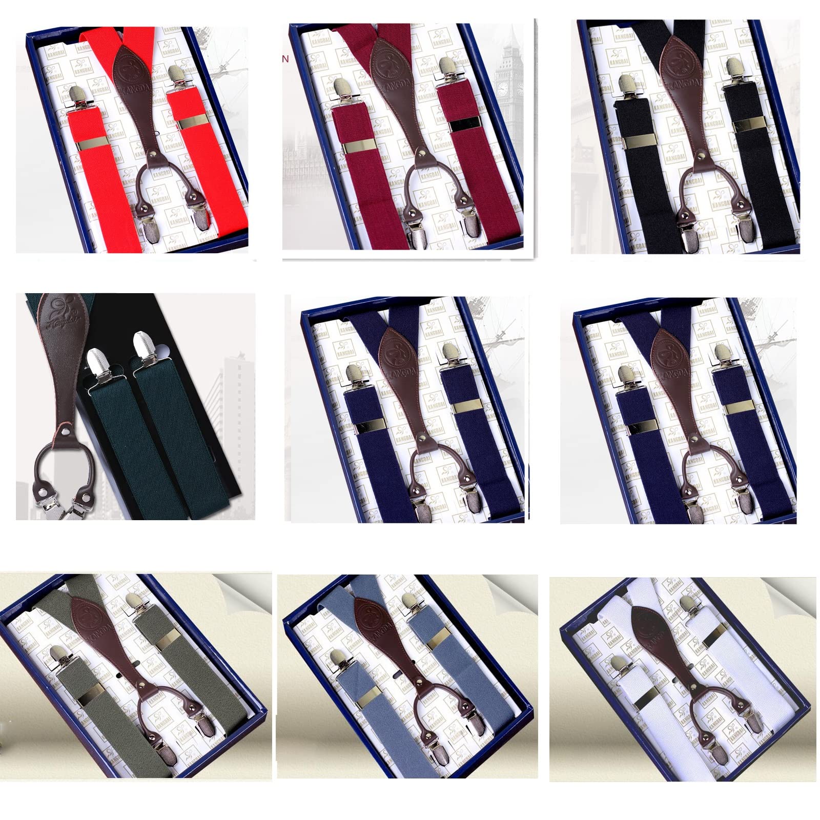 Tirantes para Hombre Aparatos ortopédicos de hombre con clips metal amplio ajuste 3.5 cm para Negocios, Bodas, Informales