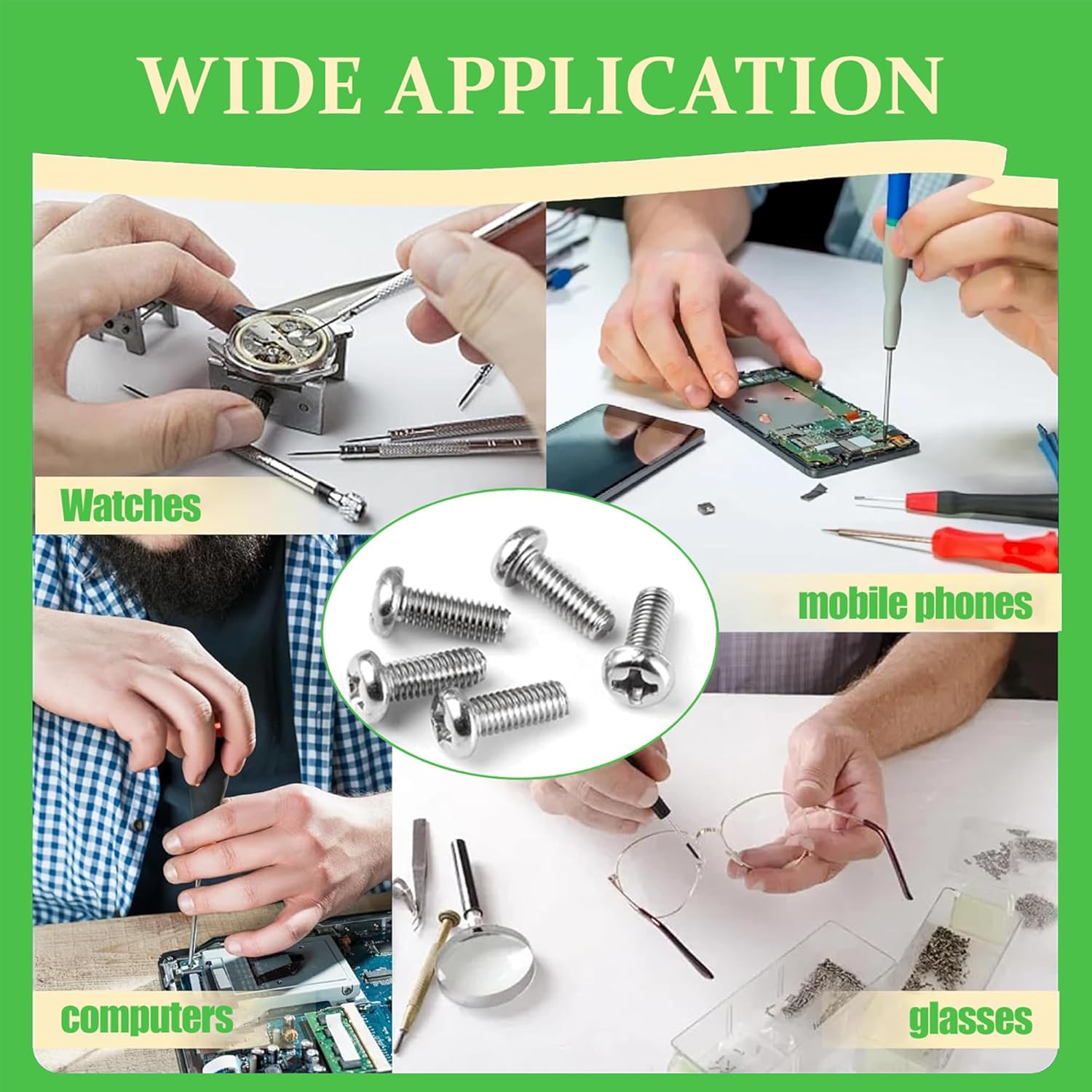600Pcs M1.6 x 3mm / 4mm / 6mm / 8mm / 10mm Metric Micro Screws Nuts Assortment Kit, Phillips Pan Head, Tiny Machine Screws Assortment for Watch Repair, Electronics, RC Drones, Arduino, DIY Projects