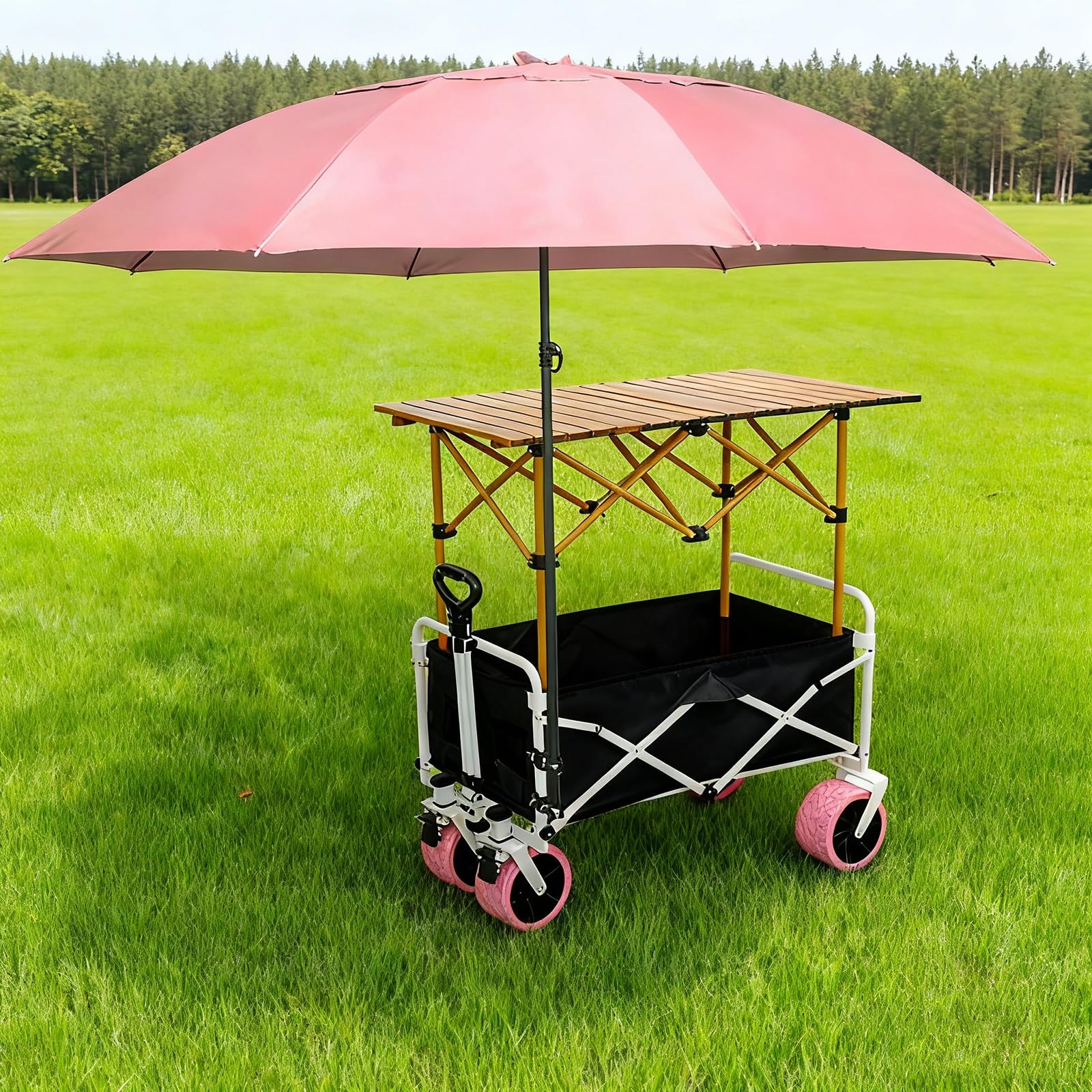 Carrello commerciale pieghevole con ruote e ning – facile da montare per feste, compleanni, matrimoni, eventi, nero 118 cm / 46.5in