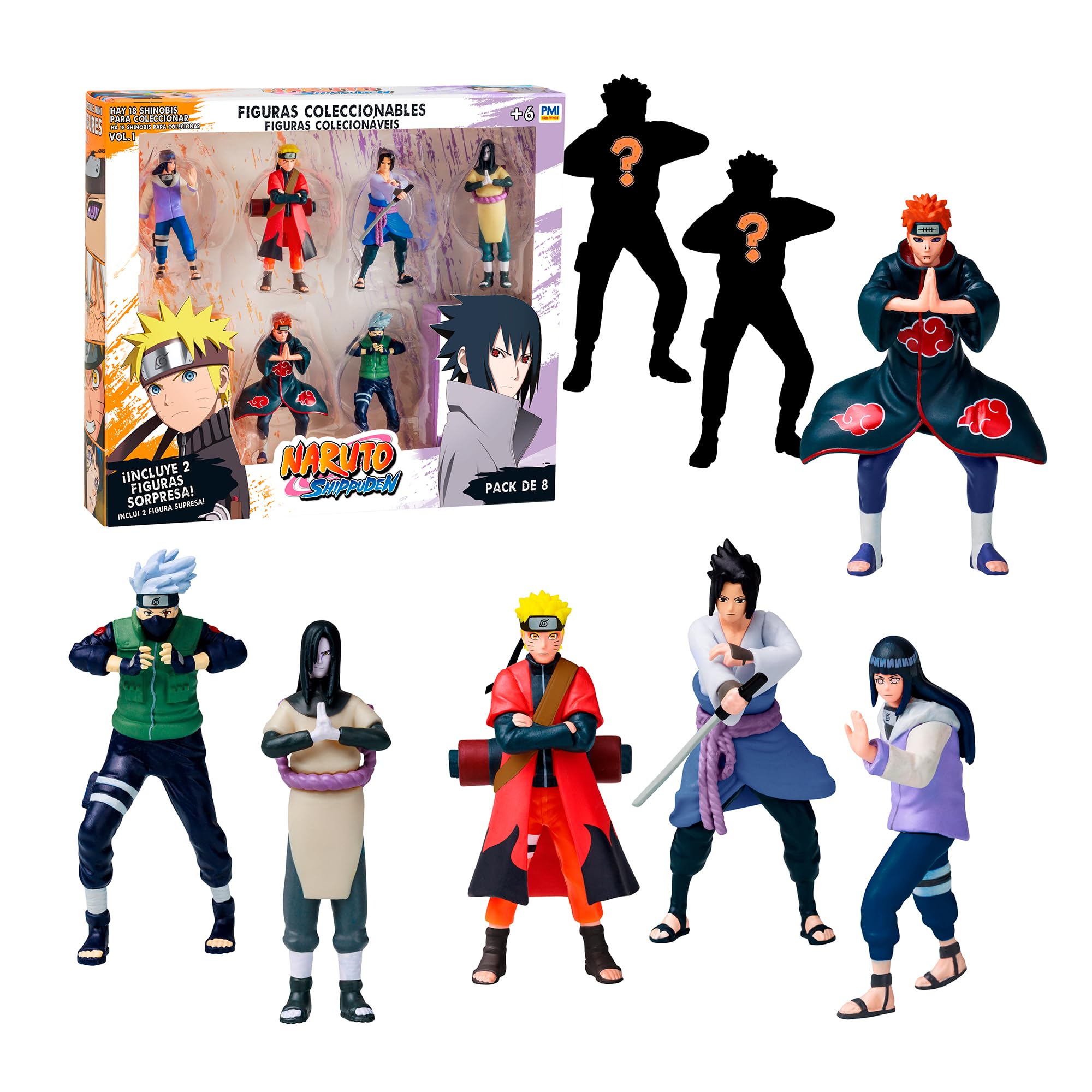 Bizak Naruto 64111270-2 Deluxe Kutuda 8 Figür, 7 cm, 2 Gizli Özel