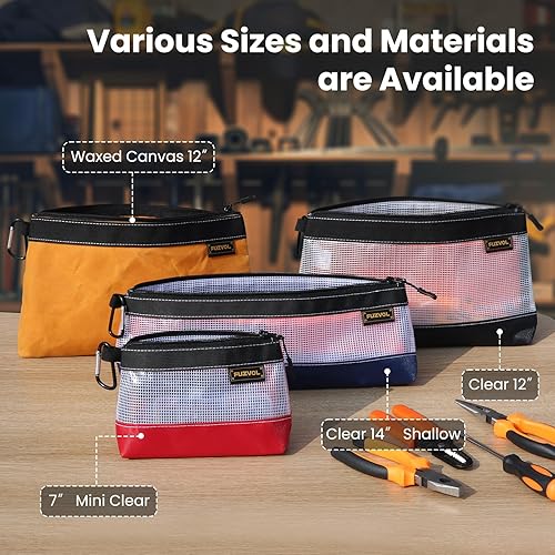 Miniatura 9 de Bolsa de herramientas transparente, bolsa de herramientas pequeña, bolsa con cremallera de 12 pulgadas, bolsa de herramientas para organizar cajas