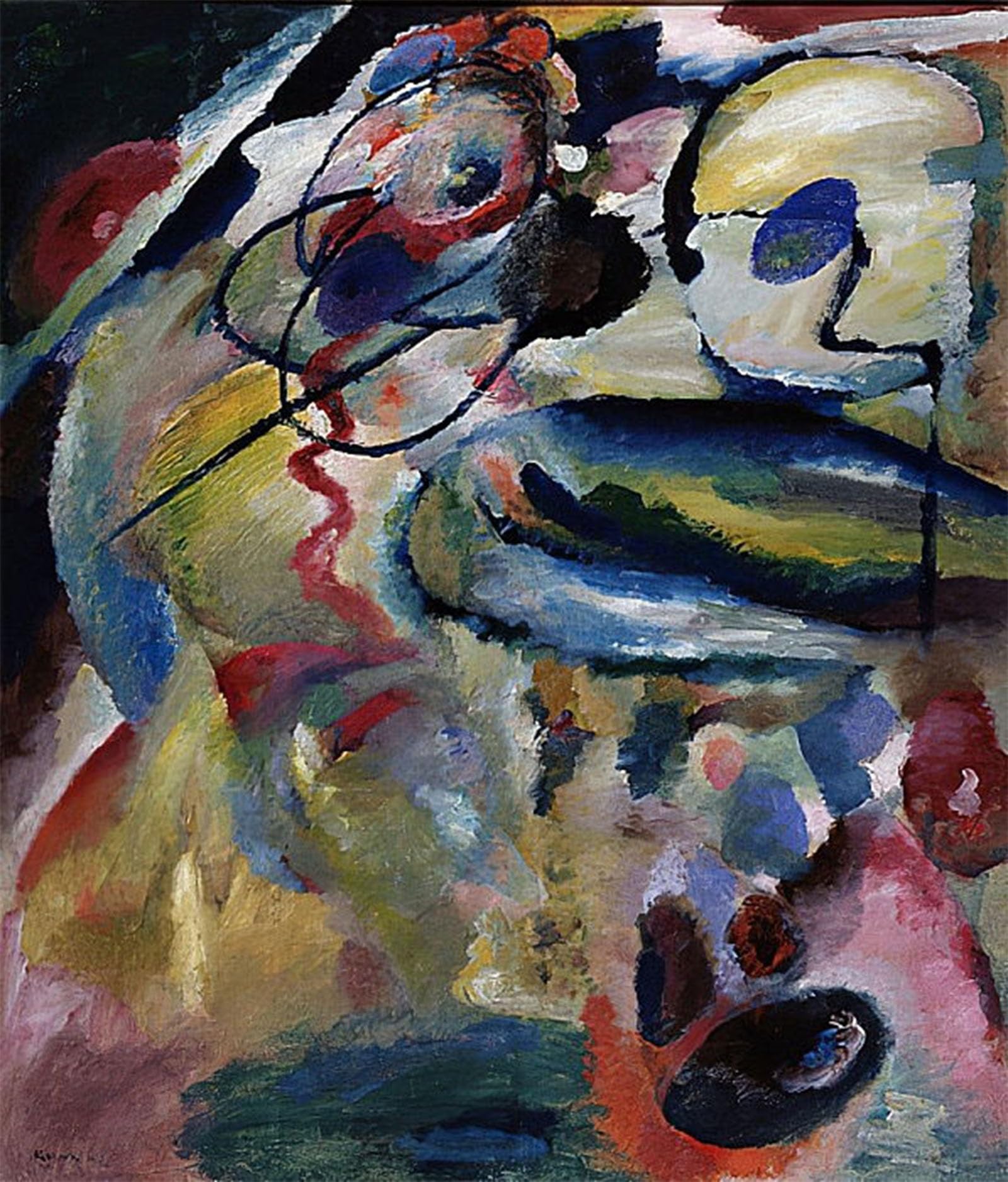 SERENDIPITP Abstract Painting Mural Print Picture Wall Decor Painting Composition with Circle. by Wassily Kandinsky Vintage Wall Artwork for Home Decor 60x90cm