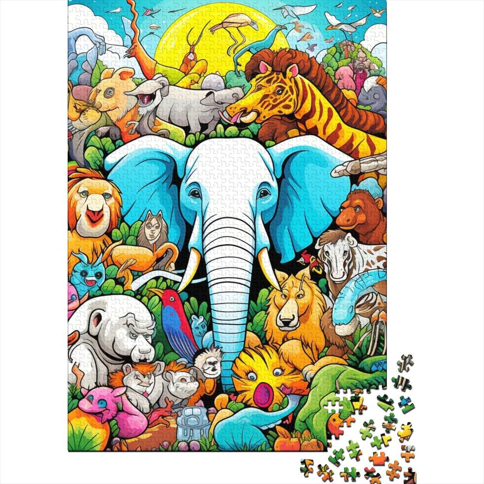 TK005185 Jigsaw Puzzles Puzzle for Adults Kids. 1000 Pieces Whimsical Challenge Toy Educational Games Home Decoration for Educational Games Gifts 38x26cm/1000pcs — image 1
