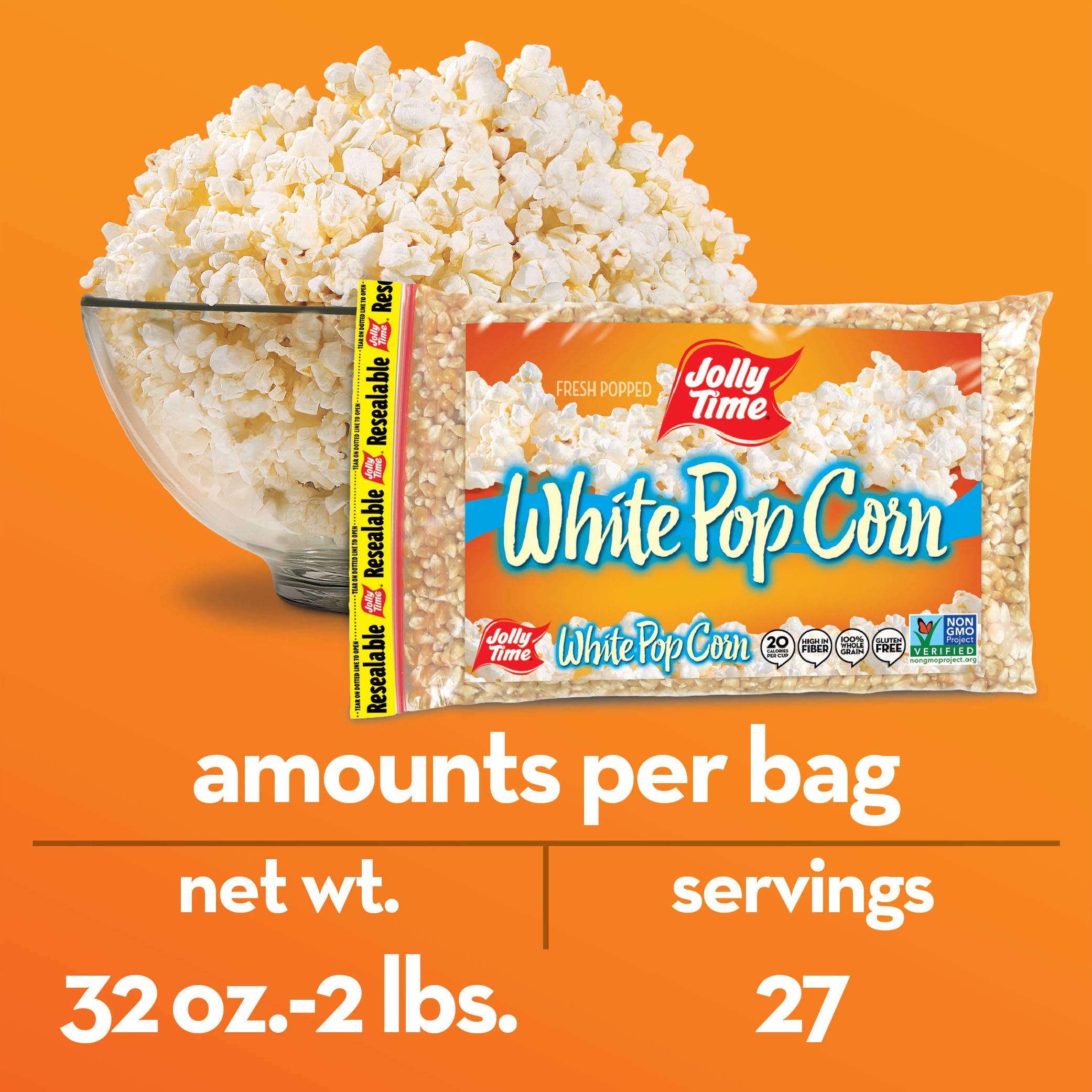 Jolly Time White Popcorn Kernels Bulk Bags Of Tender Non GMO