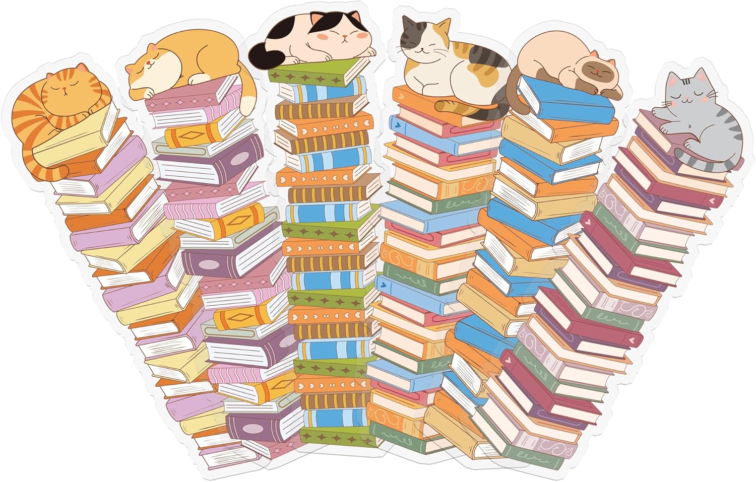Cute Cats Bookmark Gifts - 6 Pcs Cartoon Animals Bookmarks for Kids Women Book Lovers Funny Cats Books Marks Page Clips Bookish Gift for Birthday Christmas Classroom Reading Accessories