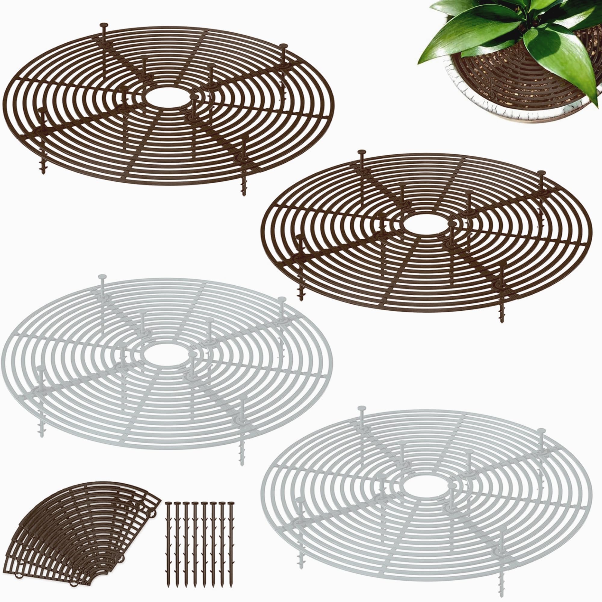 4 Piezas protección Planta Gato, 30 cm Rejilla protección de la Planta, Rejilla de Fondo de Maceta Ajustable, Adecuada para la protección de Las Plantas