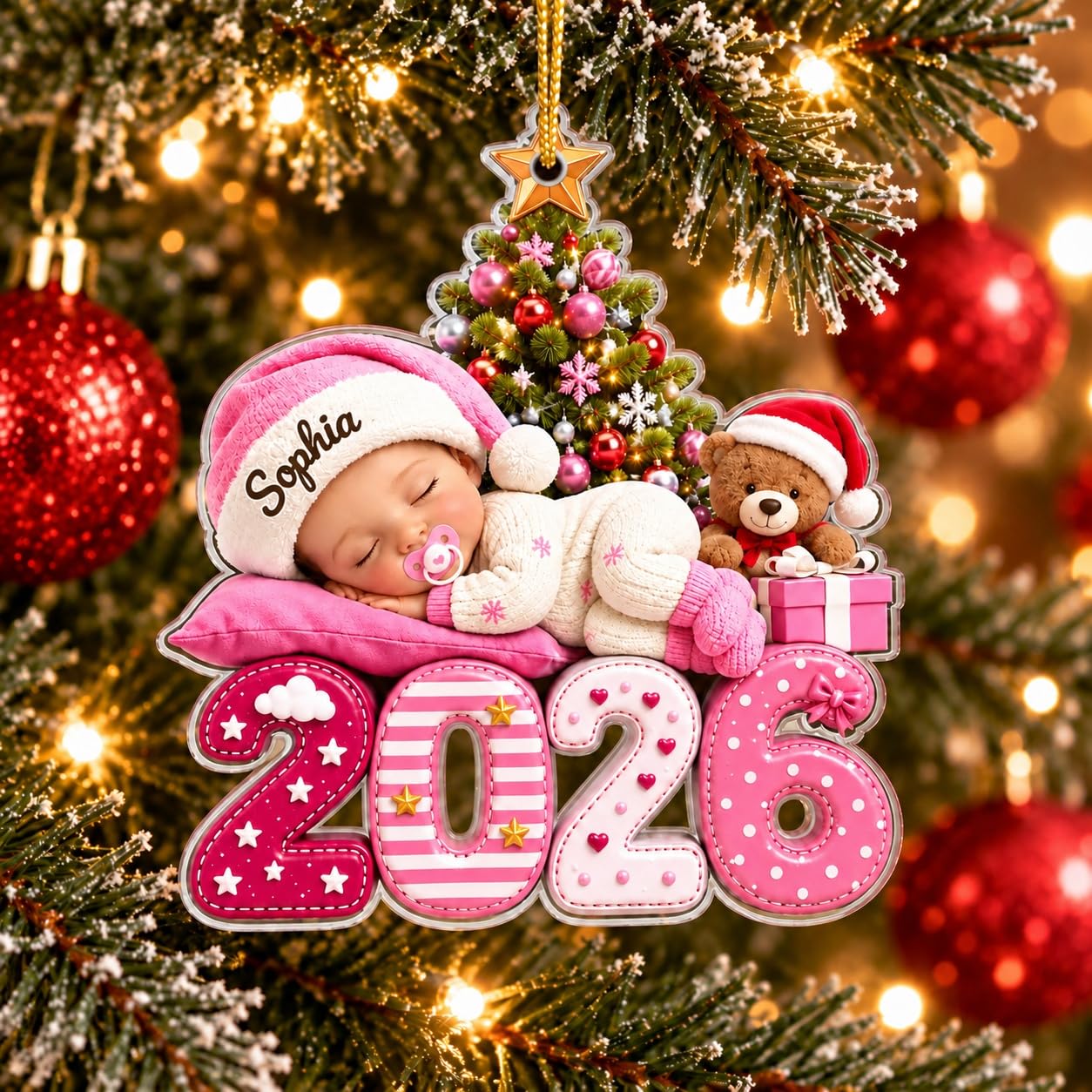 Personalised Babys First Christmas Bauble 2026, Custom Name Xmas Ornaments