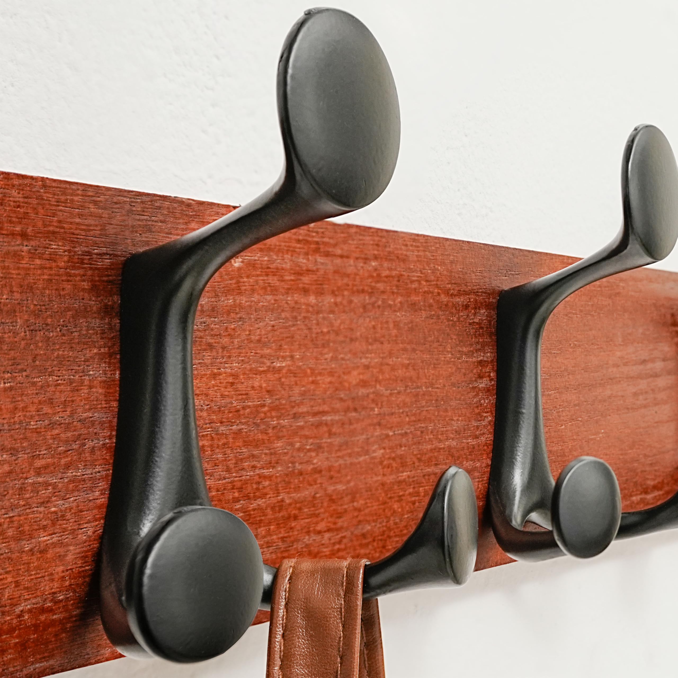 SKOLOO 109 cm Cherry Wood Coat Rack Wall Mount with 8 Triple Hooks, Ideal for Family Entrances Classrooms - Image 3